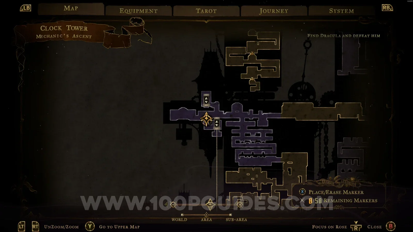 Castlevania Belmont's Curse Mechanic's Ascent: map marking the area of Mirror Of Life #1