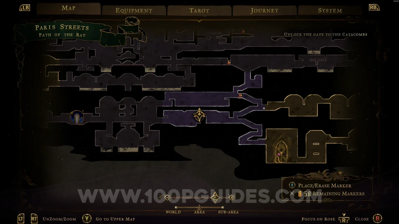 Castlevania Belmonts Curse Path Of The Rat: map marking the area of XP Statue #12