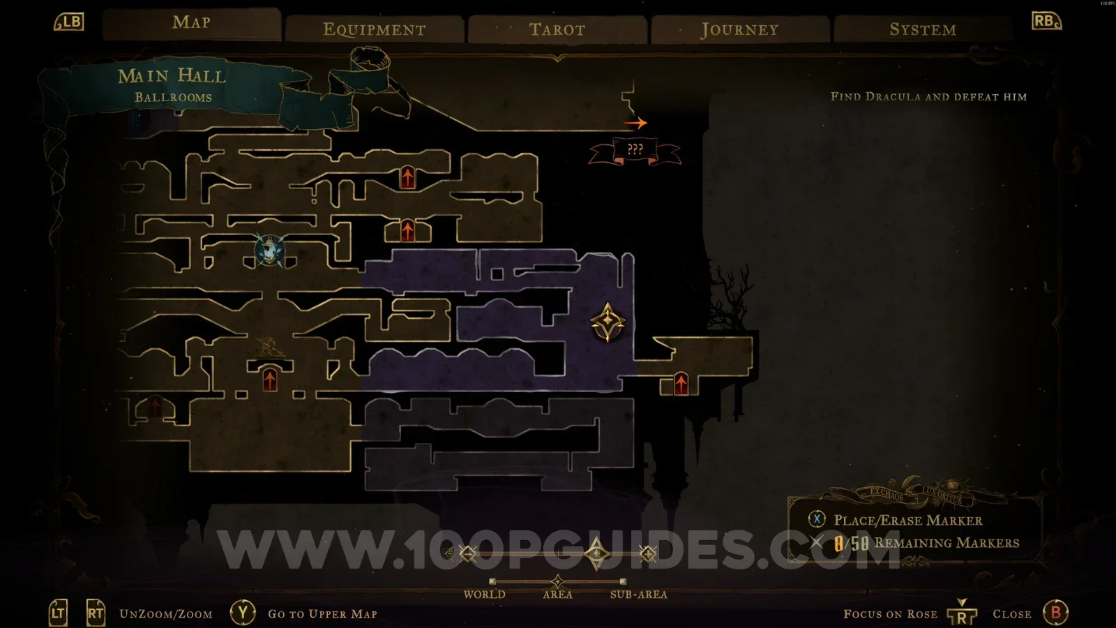 Castlevania Belmonts Curse Ballrooms: map location of XP Statue #18