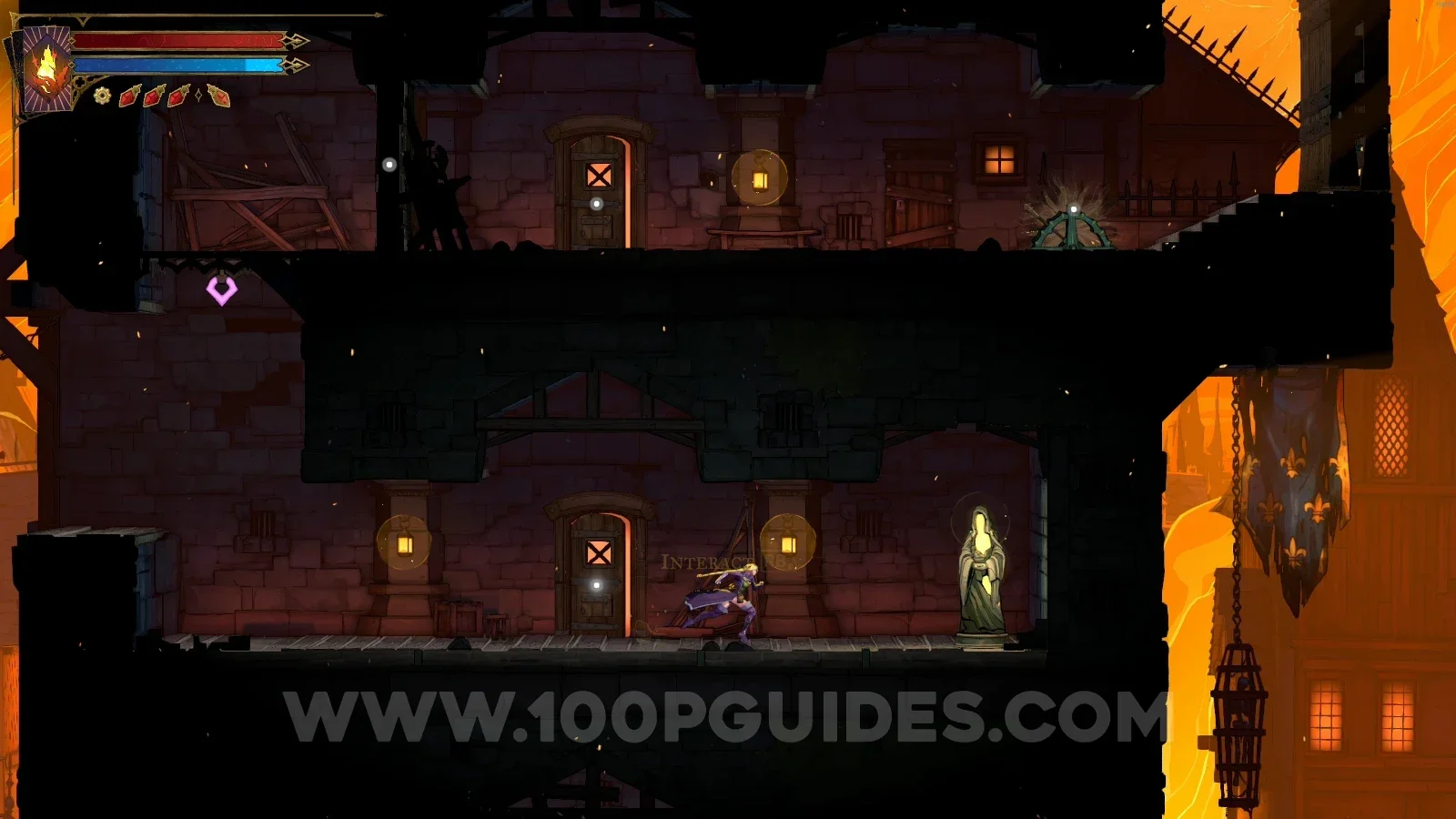Castlevania Belmonts Curse Prison Tower: XP Statue #25 in the marked area