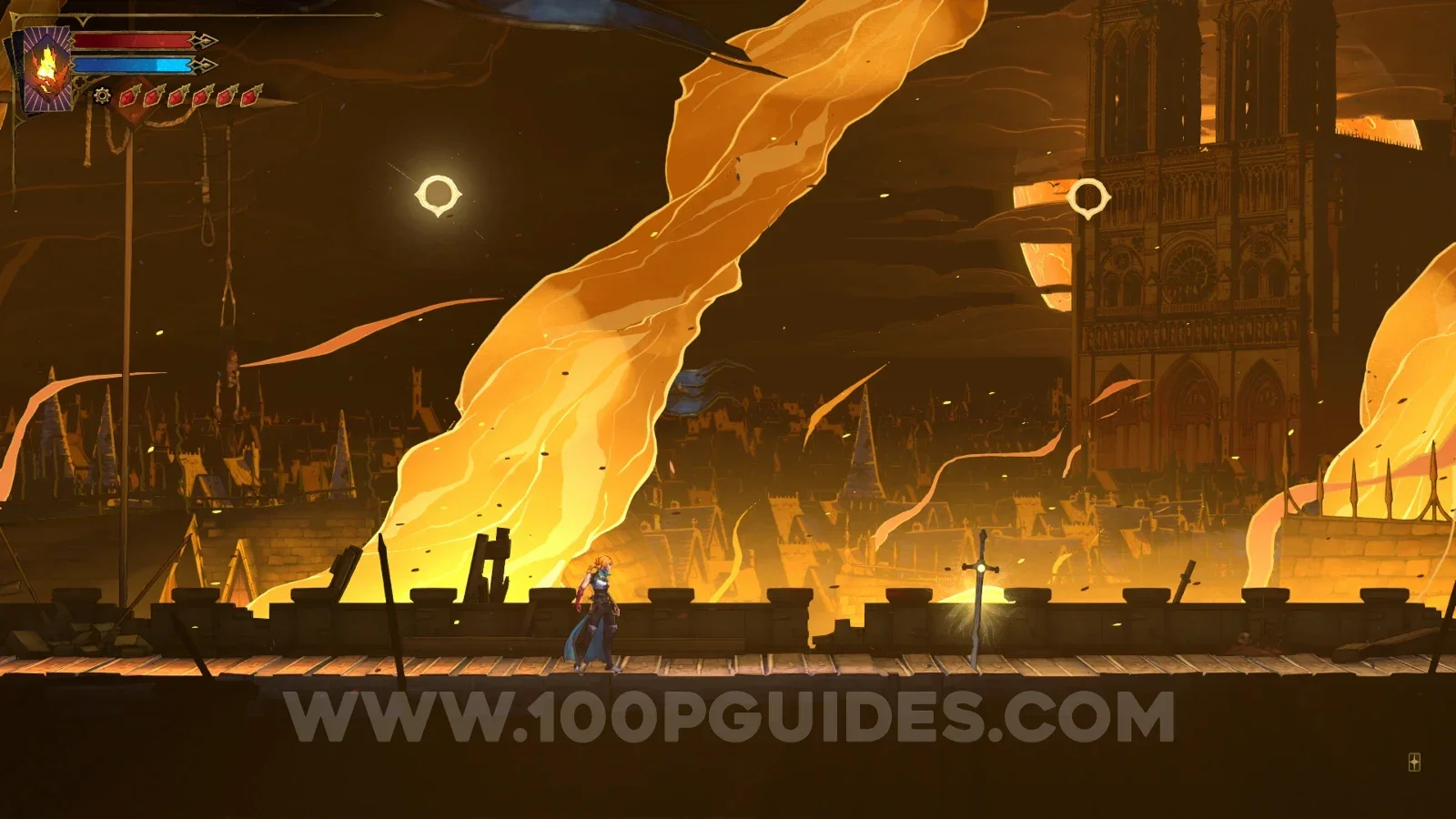 Castlevania Belmonts Curse Paris Streets: Burnt Sword Of Fierbois on the ground after defeating Joan