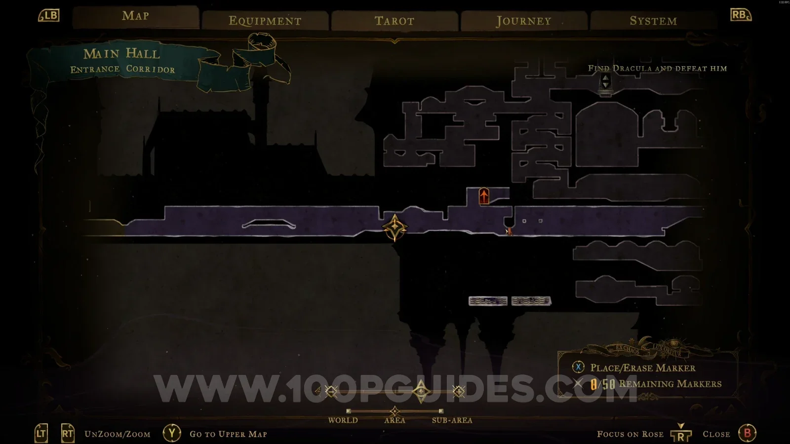 Castlevania Belmonts Curse Entrance Corridor: map location of Mirror of Life #2