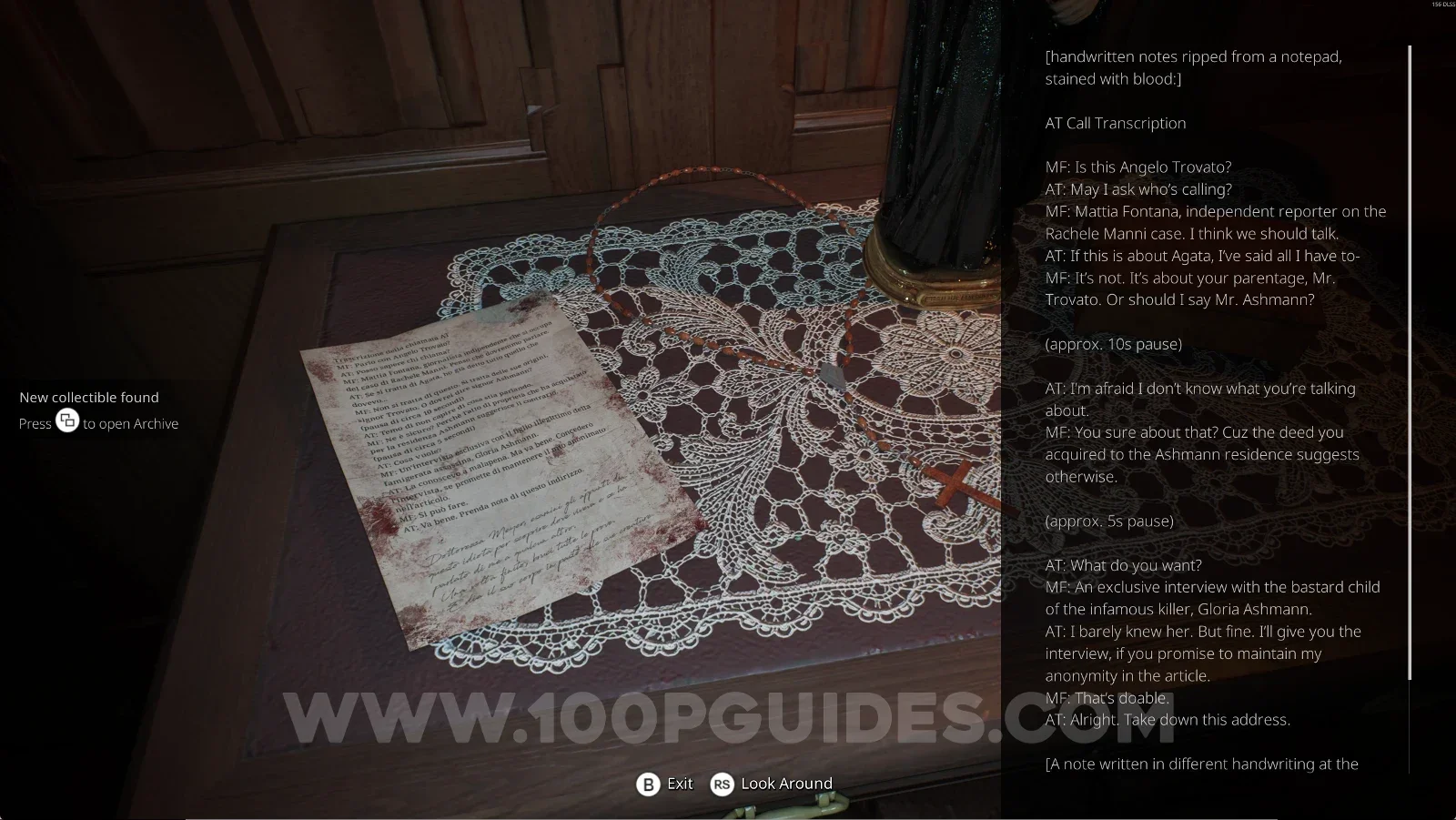 Remothered: Red Nuns Legacy: the Reporter Call Transcript on the left past the door