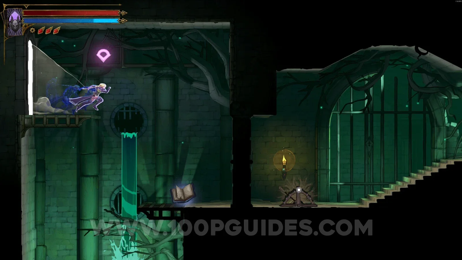 Castlevania Belmont's Curse Ancient Sewers: Blue Book #2 in the marked area