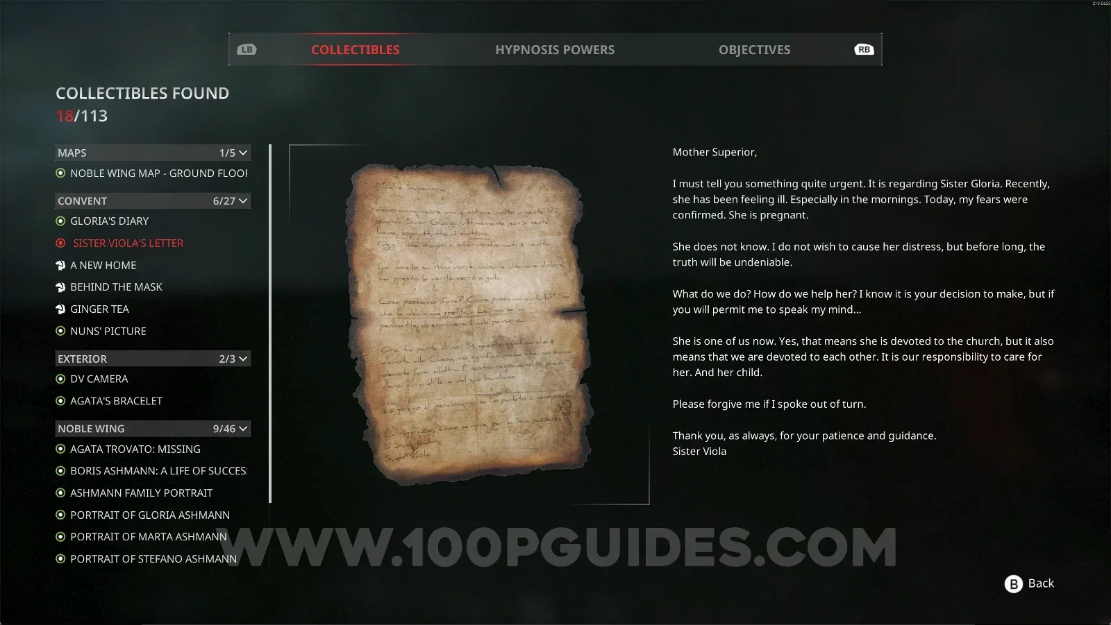 Remothered: Red Nuns Legacy Convent #6: Sister Viola’s Letter collectible