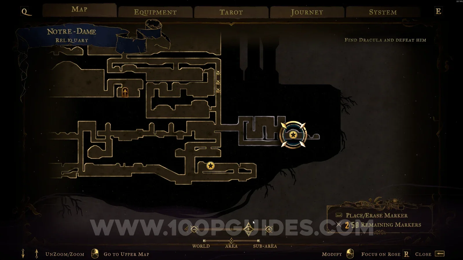Castlevania Belmonts Curse Reliquary map with the area of XP Statue #111 marked