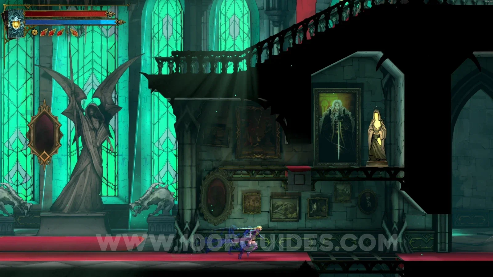 Castlevania Belmonts Curse Grand Hall: XP Statue #5 on the right side of the marked area