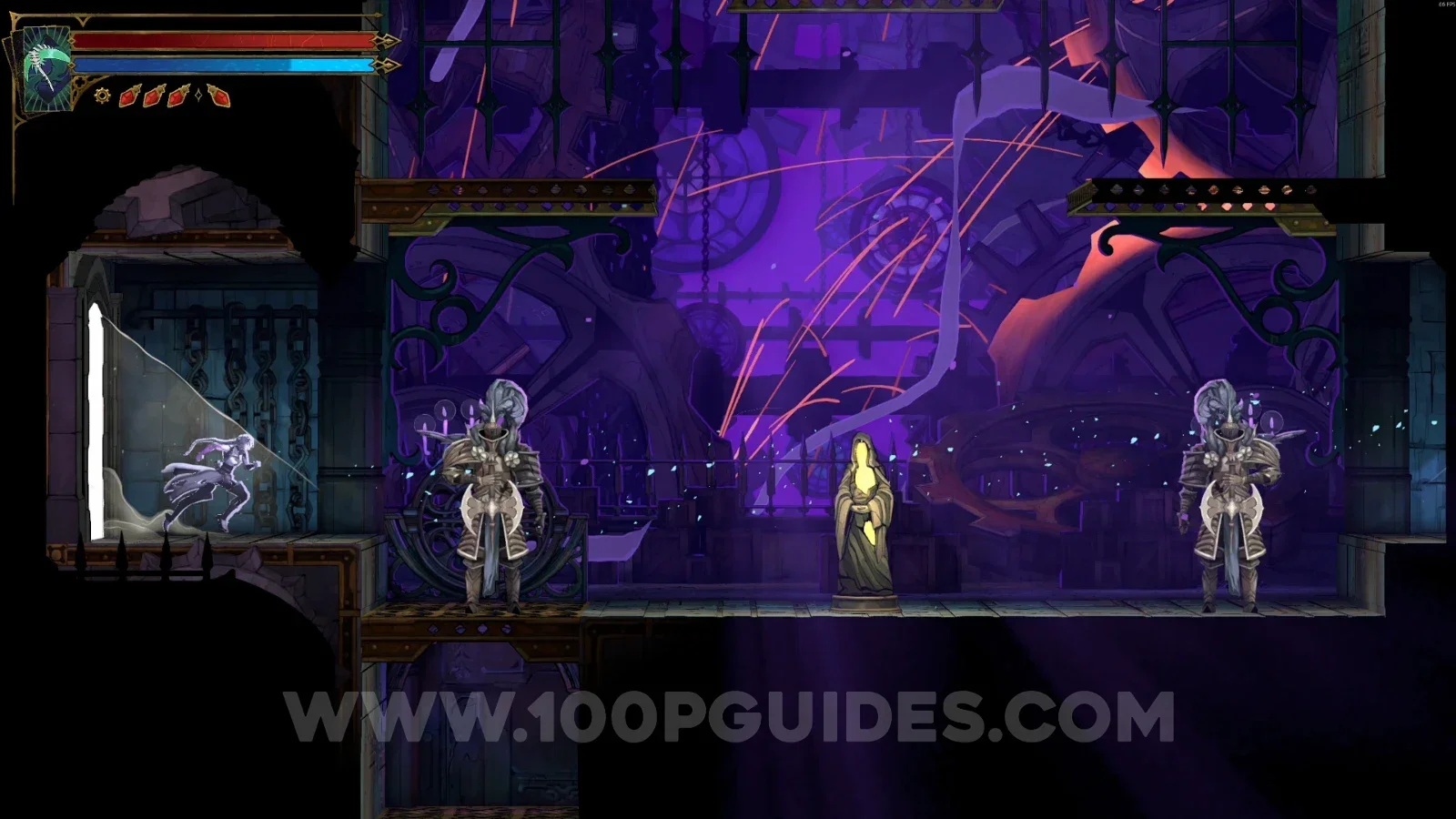 Castlevania Belmonts Curse Eastern Summit map with the area of XP Statue #107 marked
