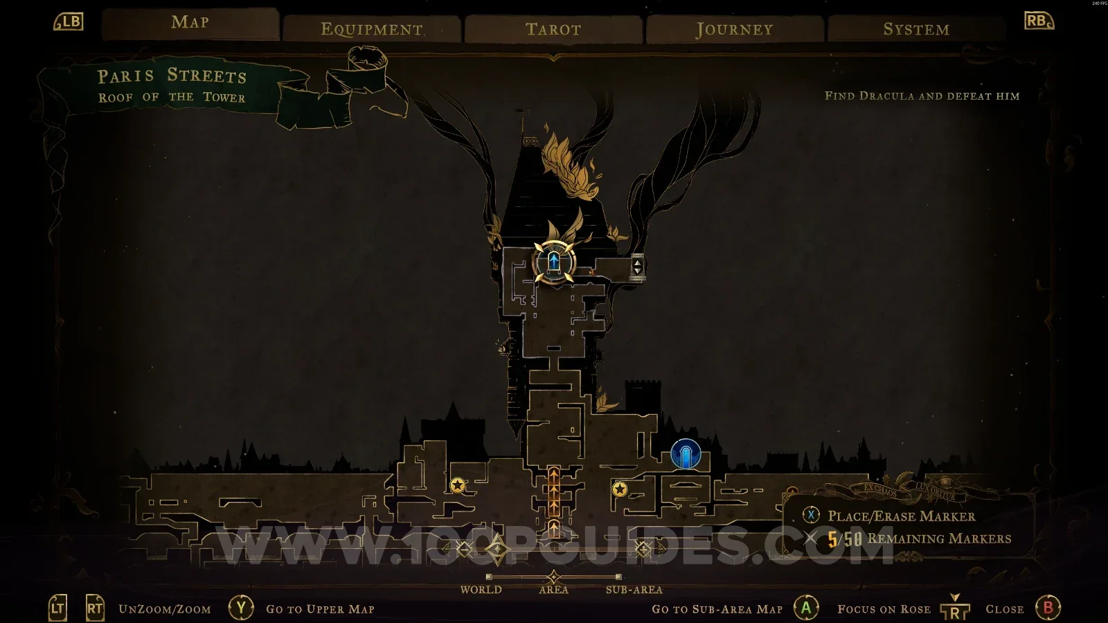 Castlevania Belmonts Curse Roof Of Tower: map marking the area of Red Book #2
