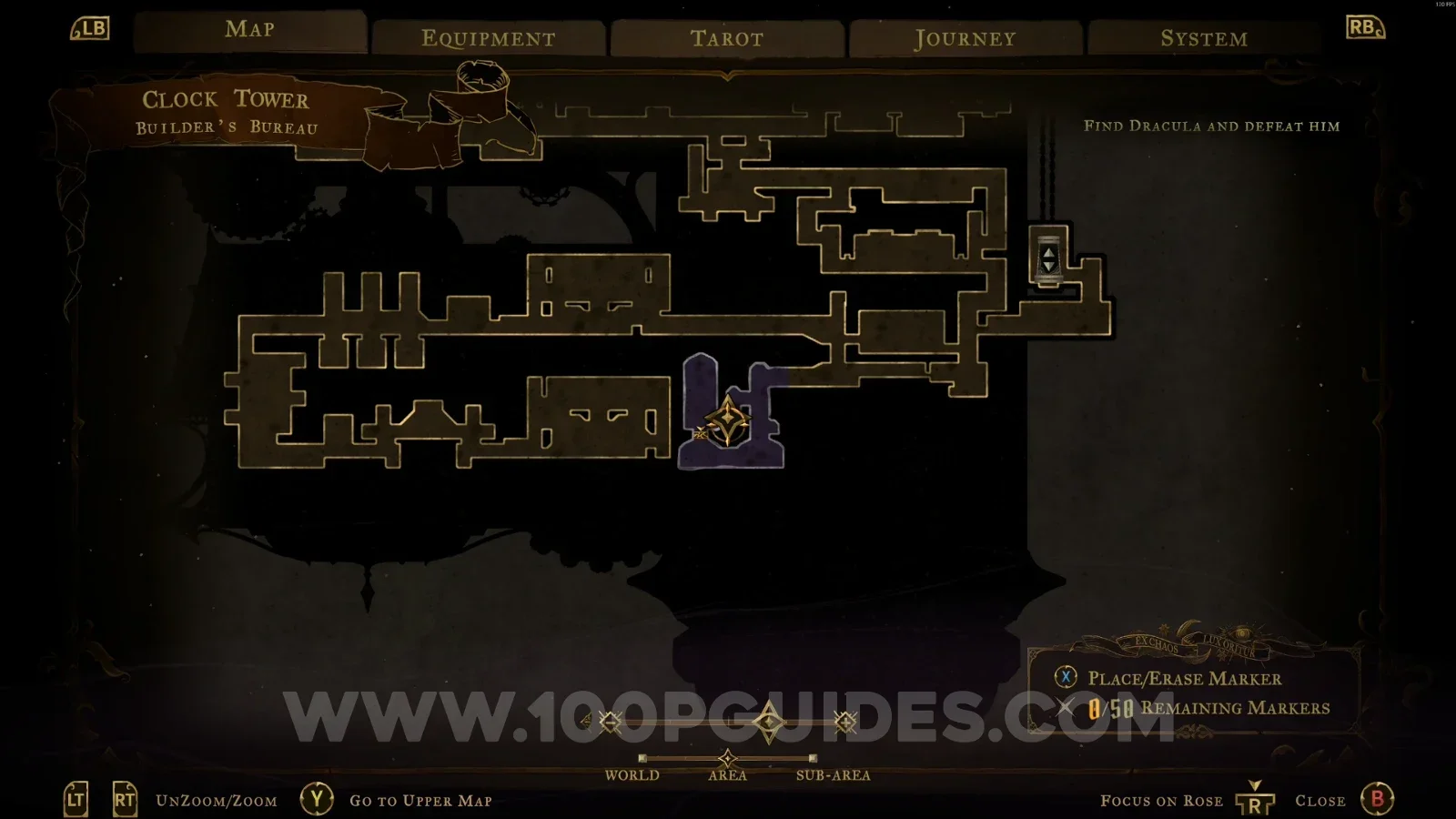 Castlevania Belmonts Curse Clock Tower: map marking the breakable floor for the Fists Of Talos