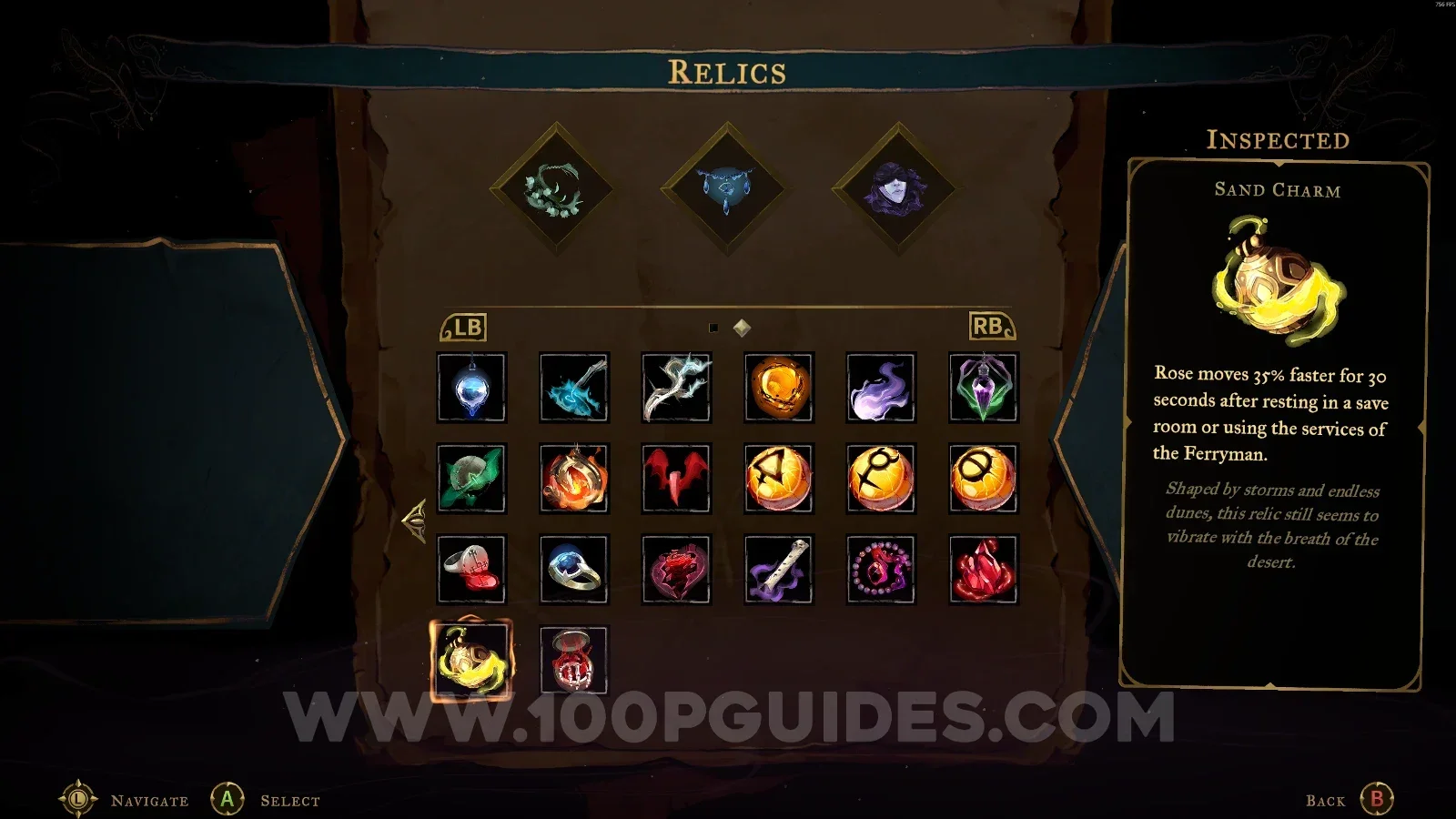 Castlevania Belmonts Curse: the Sand Charm relic chest reached through the portal on the left