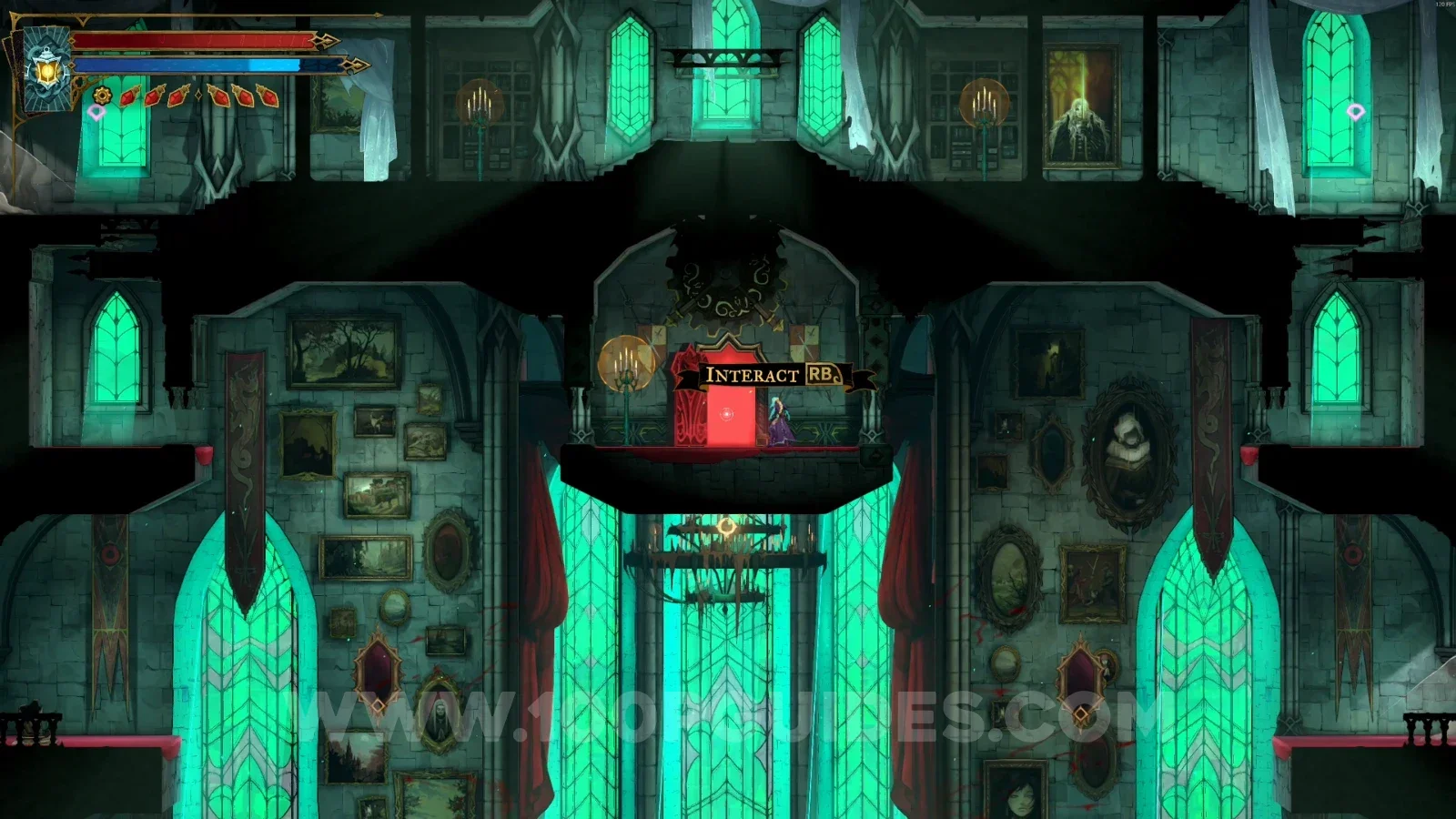 Castlevania Belmonts Curse Grand Hall: interacting with the gear to open shortcuts in the Grand Hall