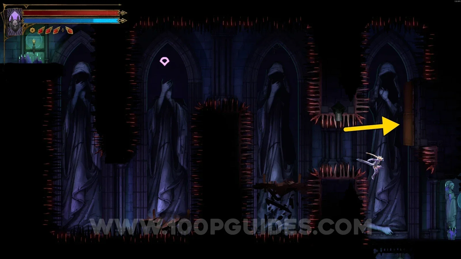 Castlevania Belmonts Curse Reliquary: pressing the pressure plate on the wall