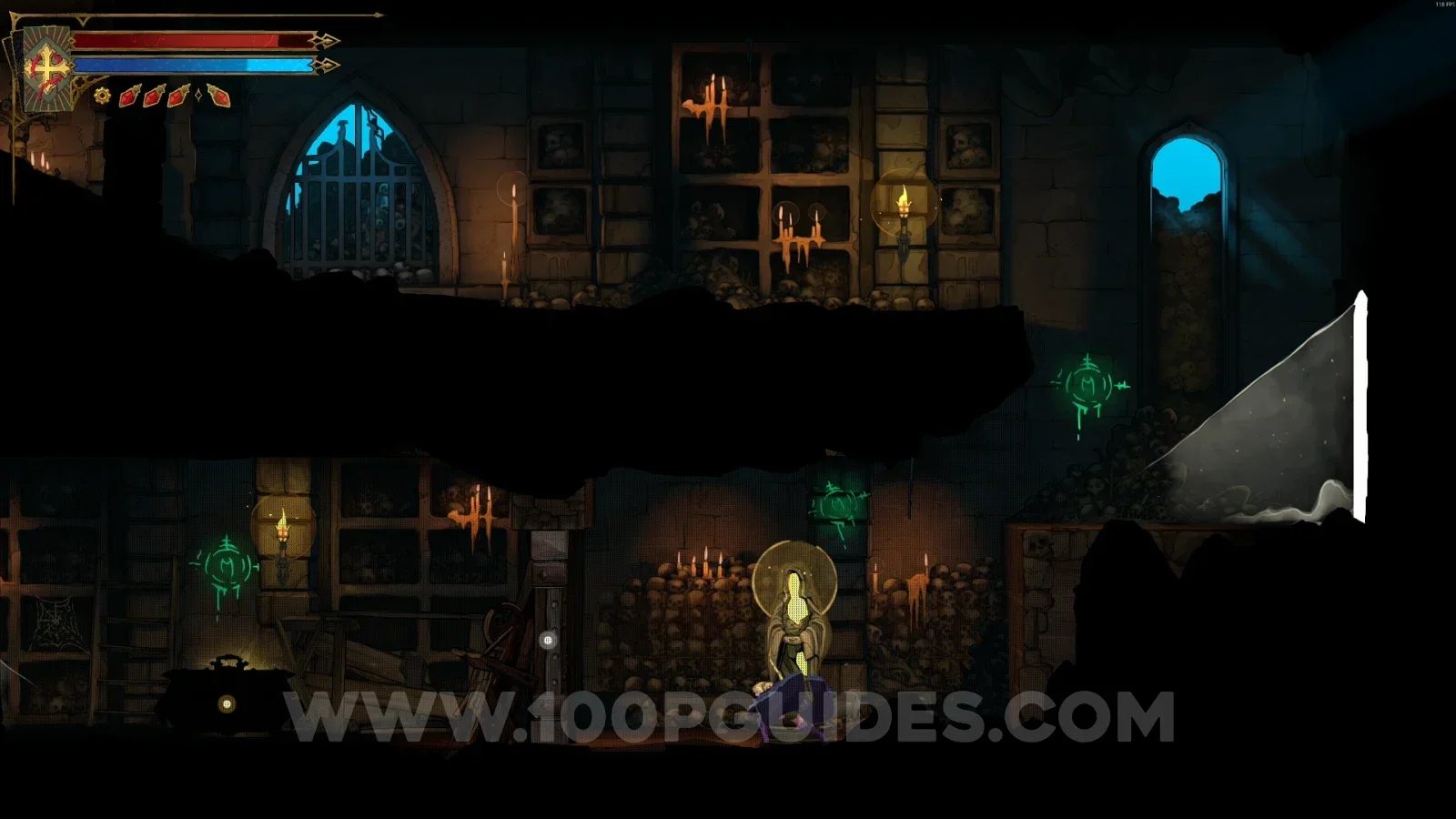 Castlevania Belmonts Curse Catacomb Entrance: XP Statue #46 in the room revealed with the slide
