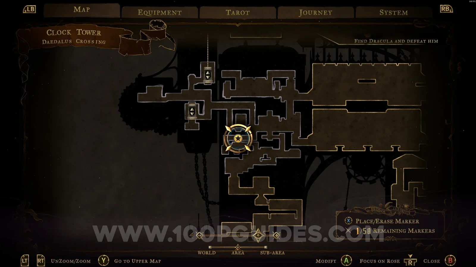 Castlevania Belmonts Curse Daedalus Crossing: map marking the area of Blue Book #10