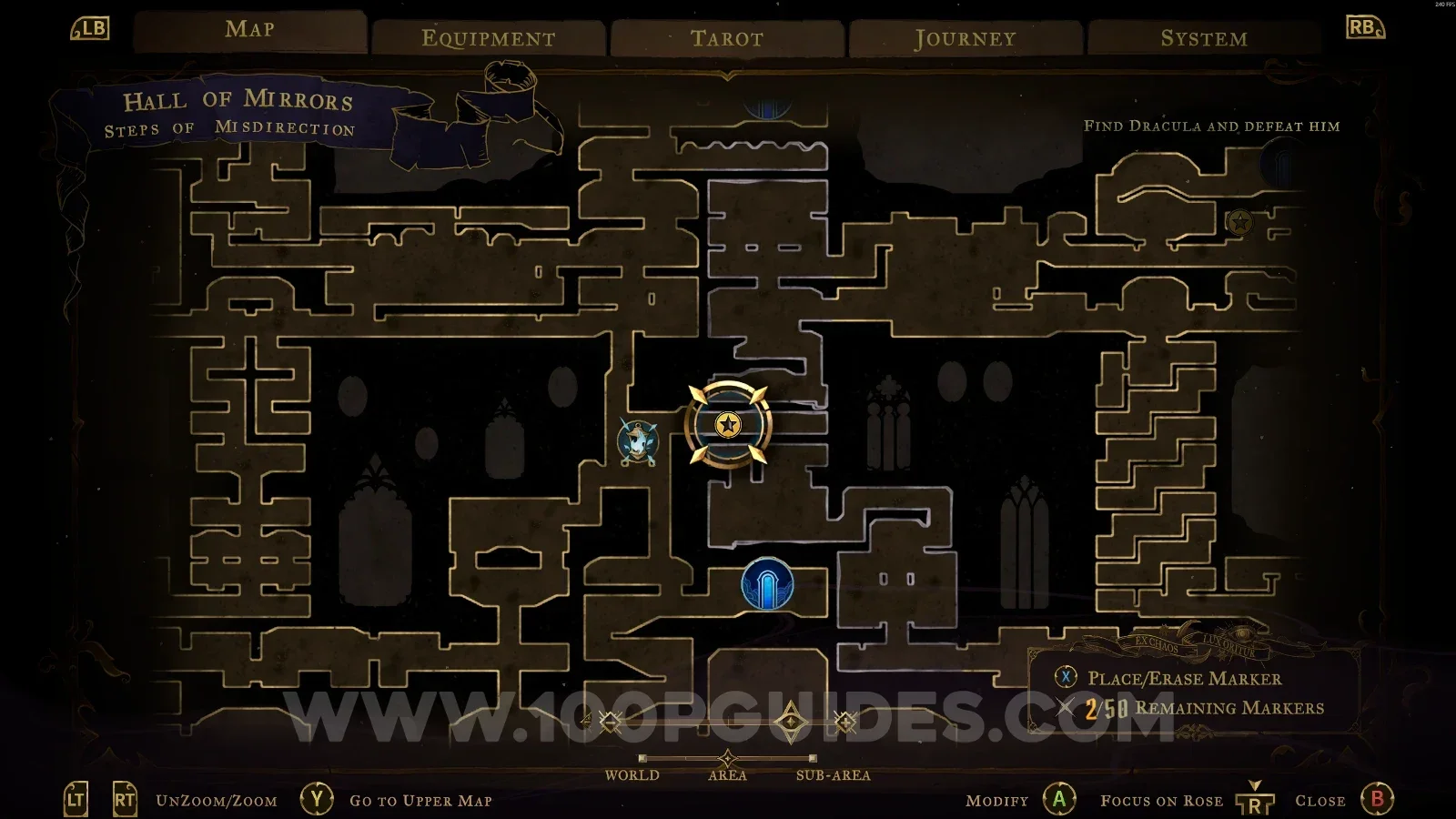 Castlevania Belmonts Curse Steps Of Misdirection map marking the area of XP Statues #141 and #142