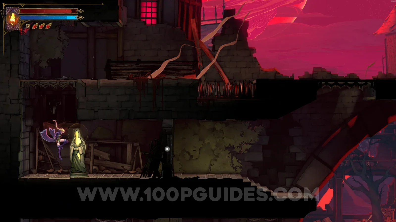 Castlevania Belmonts Curse Burned District: XP Statue #20 below the broken left wall