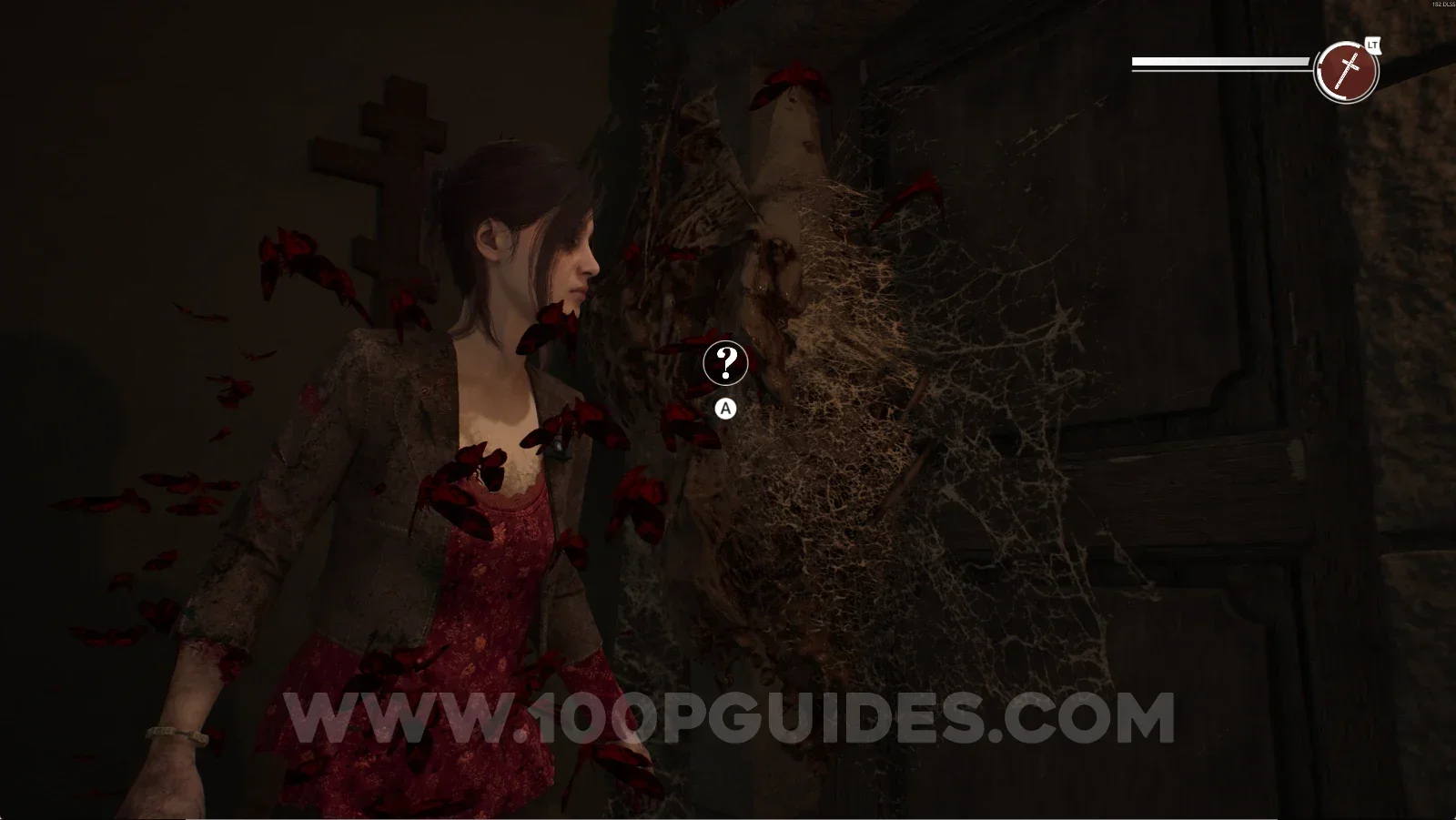 Remothered: Red Nuns Legacy Convent: taking the moths to the cocoon on the door to remove it