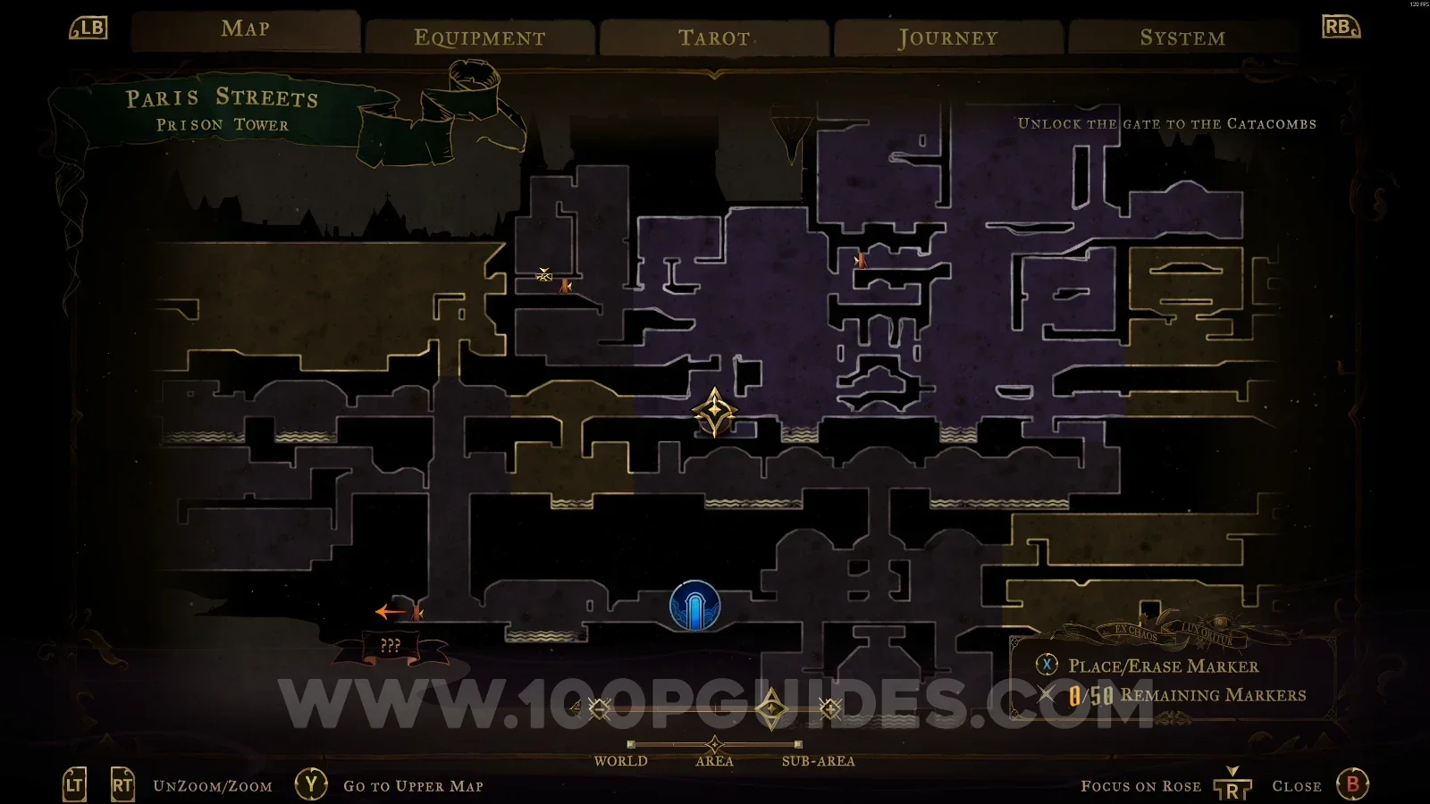Castlevania Belmonts Curse Sewer Reservoir: map marking the area of XP Statue #11