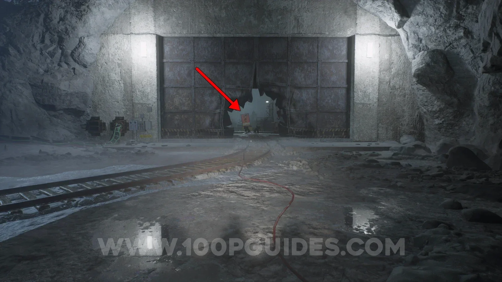 Terrible Lizards Chapter 3: hole blown in the metal door with dynamite leading to Dalton's memo to the digsite