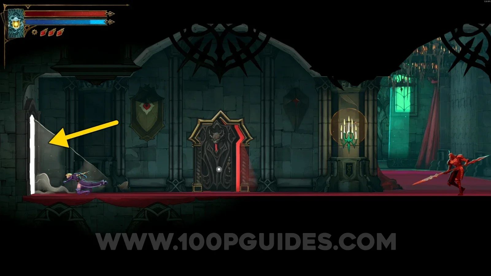 Castlevania Belmont's Curse Entrance Corridor: the door on the left in the Boudoirs region leading to Wise Heart #10