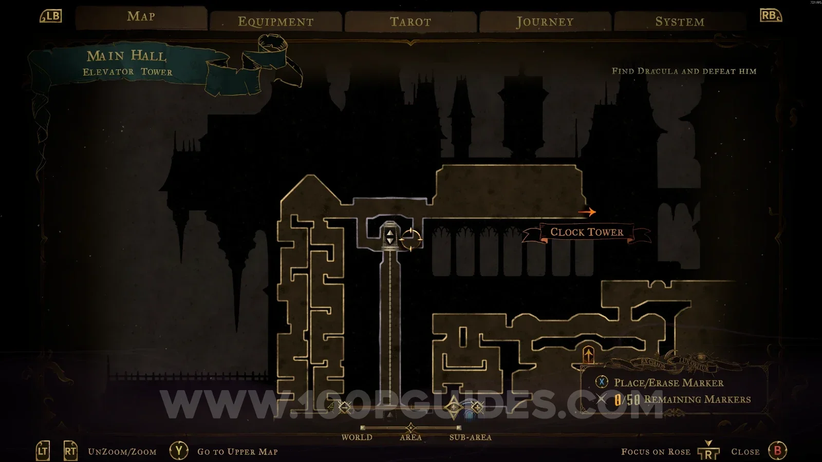 Castlevania Belmont's Curse Main Hall: Elevator Tower, location of the Artist Hides In The Main Hall clue