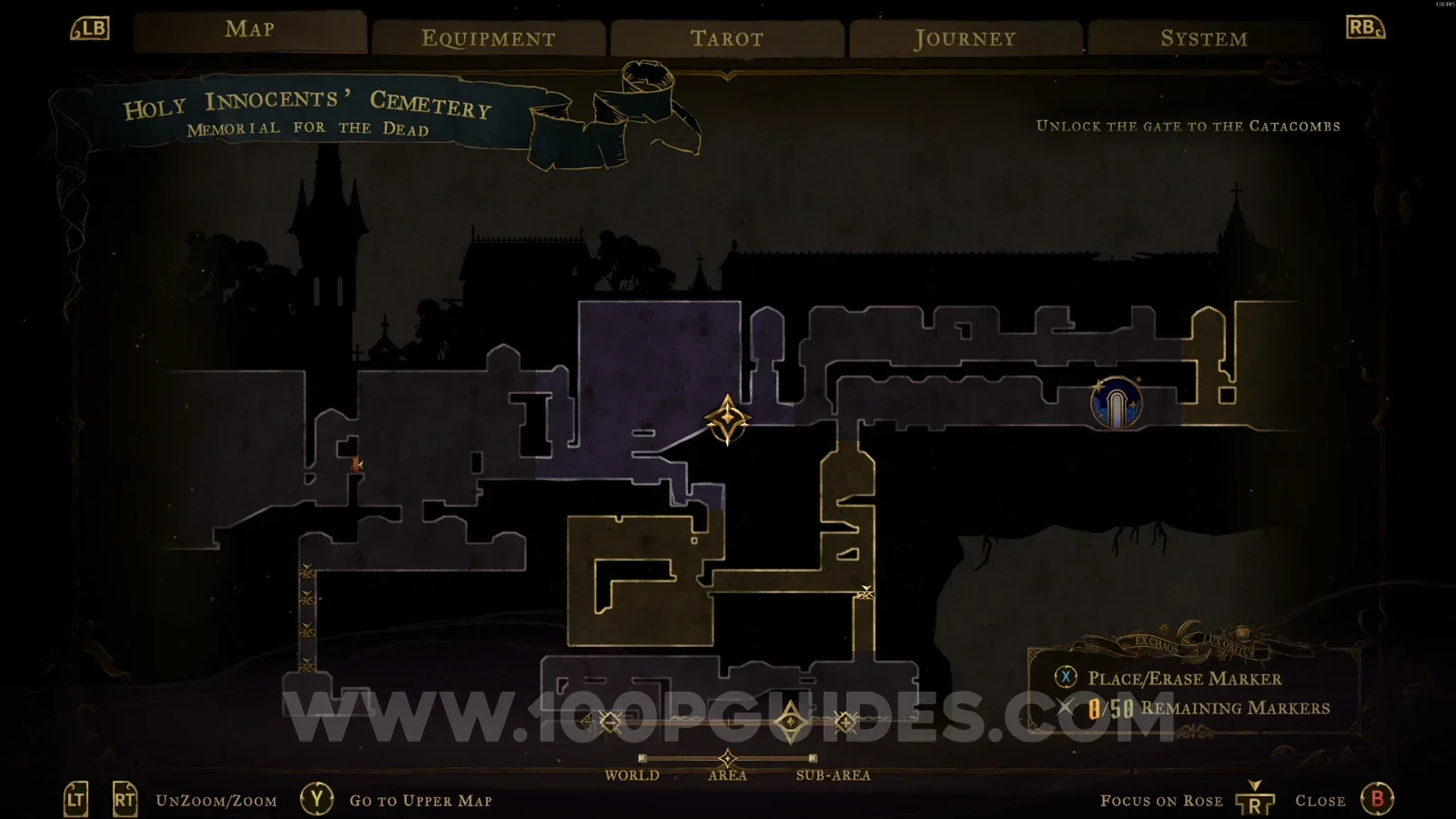Castlevania Belmonts Curse Memorial For The Dead map with the area of XP Statue #31 marked