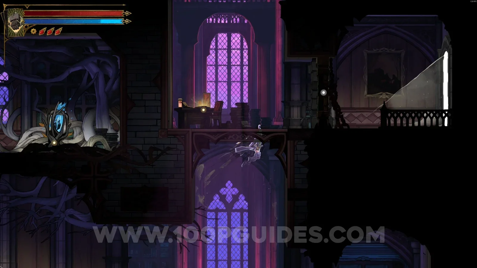 Castlevania Belmont's Curse Fine Arts Shelves: jumping on the orbs to launch to the upper part of the area