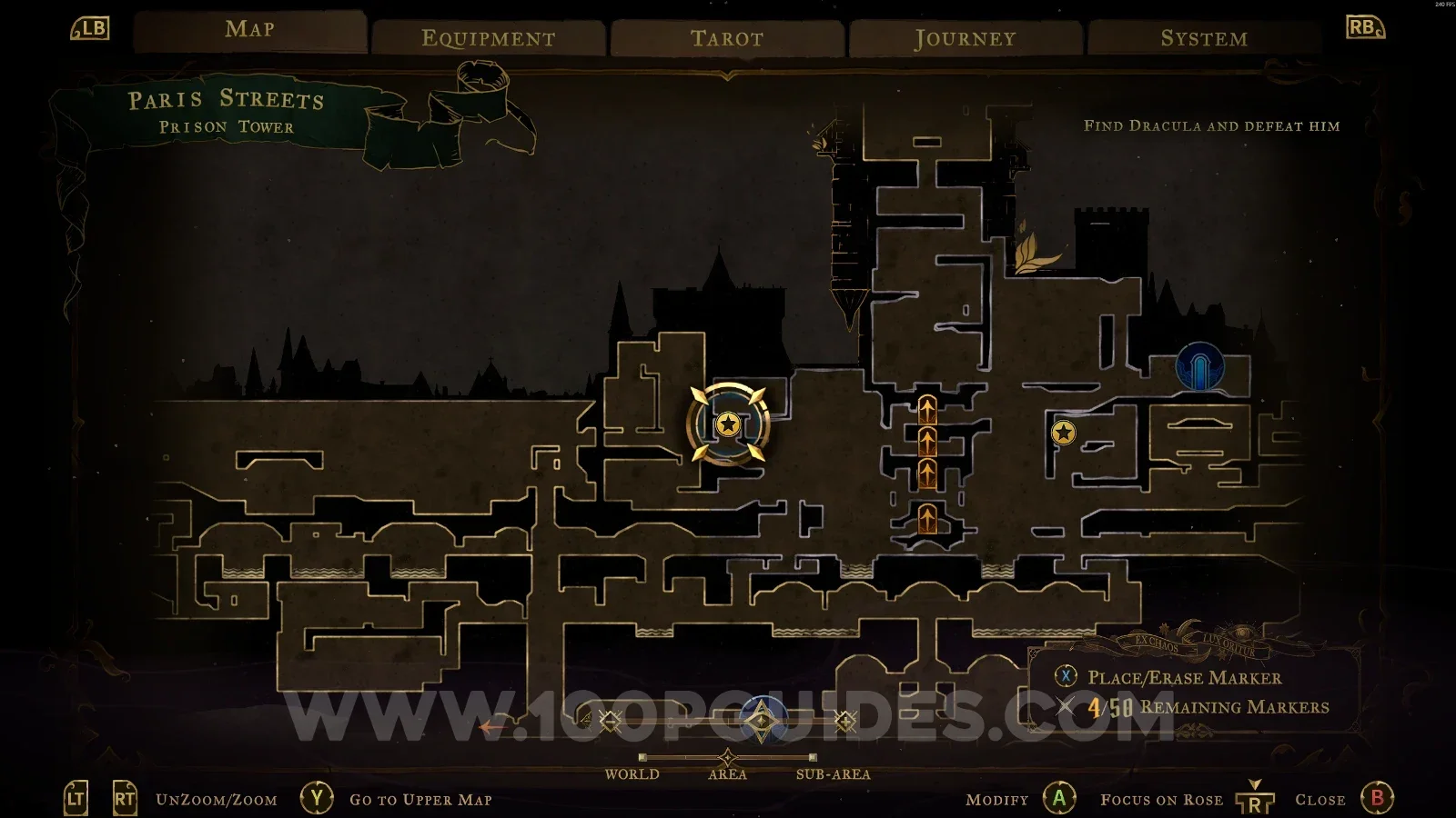 Castlevania Belmonts Curse Prison Tower: map marking the area of Red Book #1