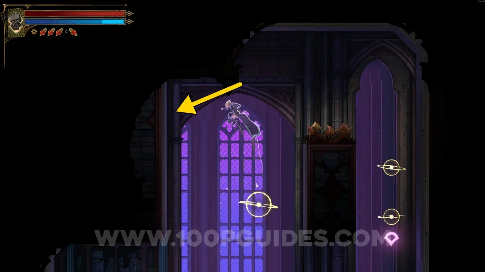 Castlevania Belmont's Curse Library Foyer: using the orbs to climb up toward the secret area on the left