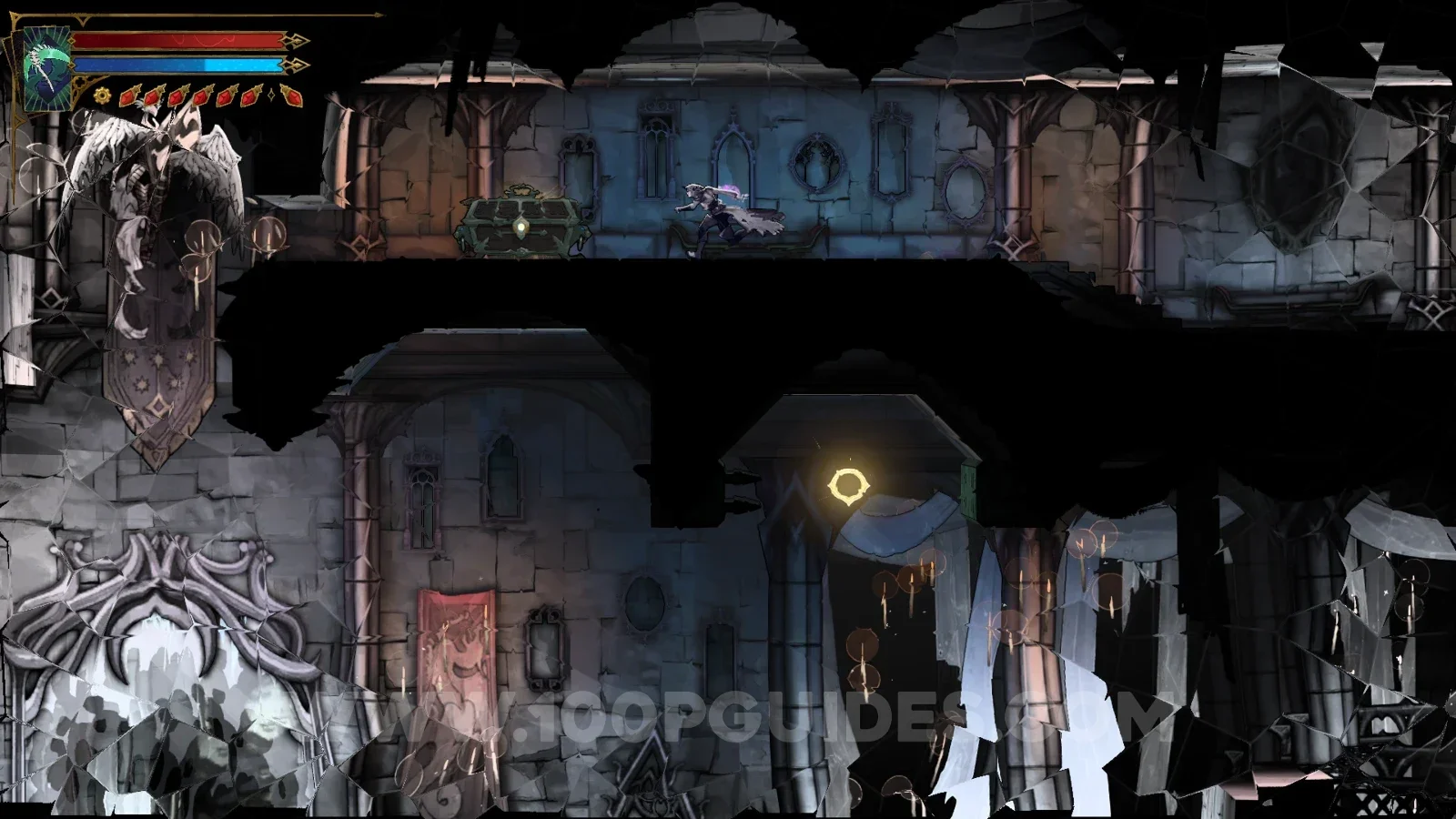 Castlevania Belmonts Curse Looping Hallways: climbing to the upper part with the Arcane Whip