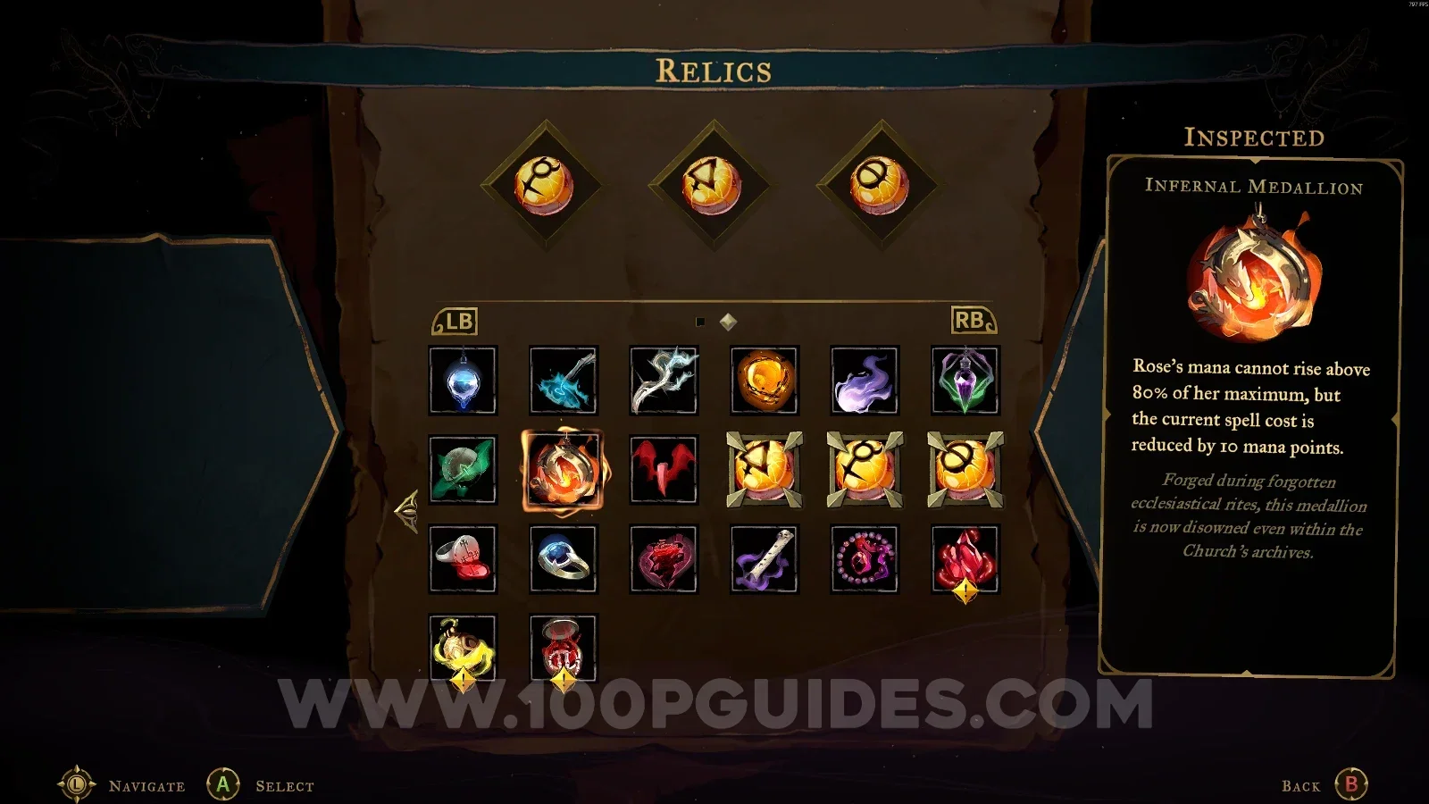 Castlevania Belmonts Curse: the Infernal Medallion relic chest behind the right side gate