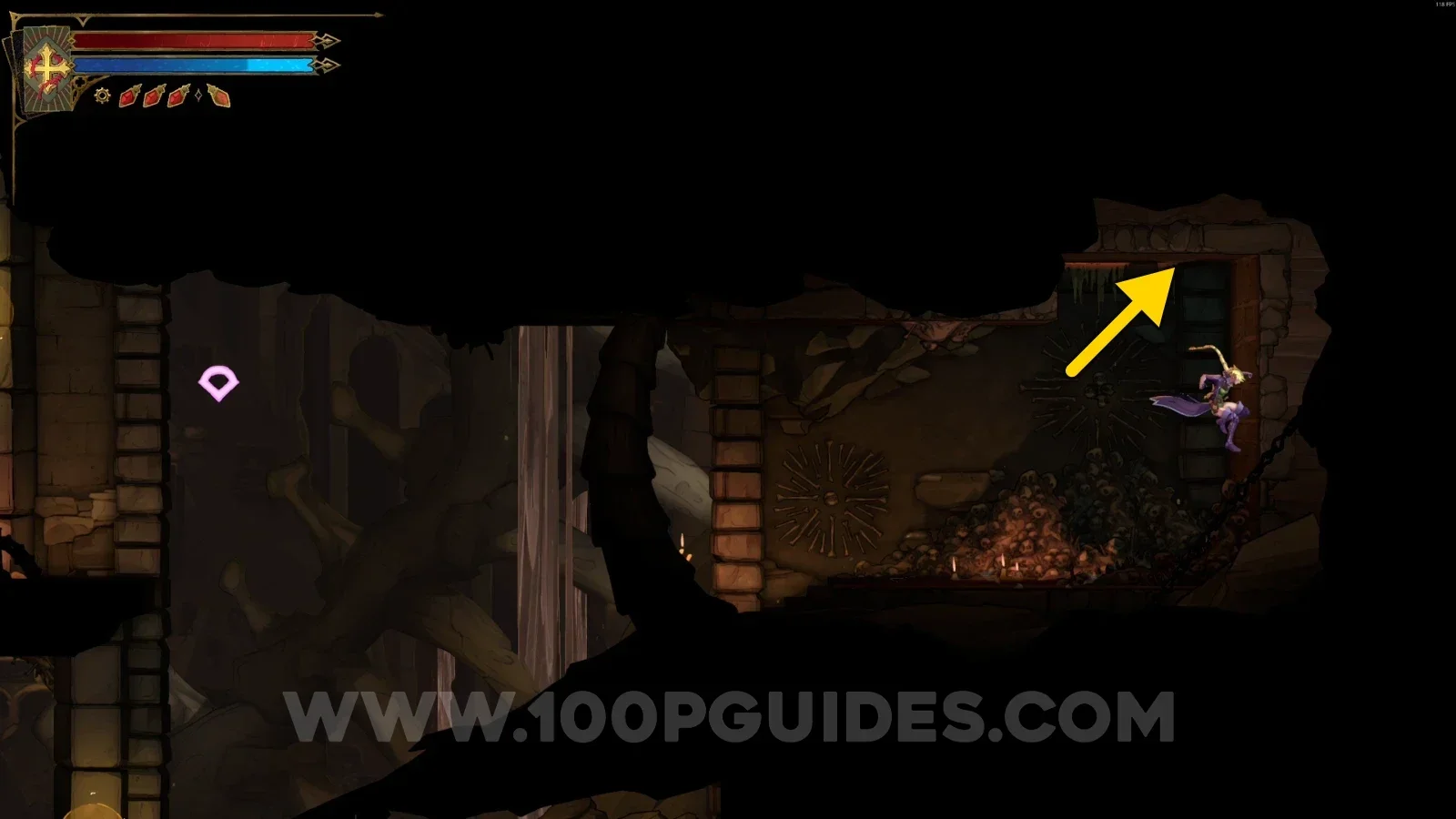 Castlevania Belmonts Curse Chamber Of Whispers: jumping to the upper part to reveal the room to XP Statue #51