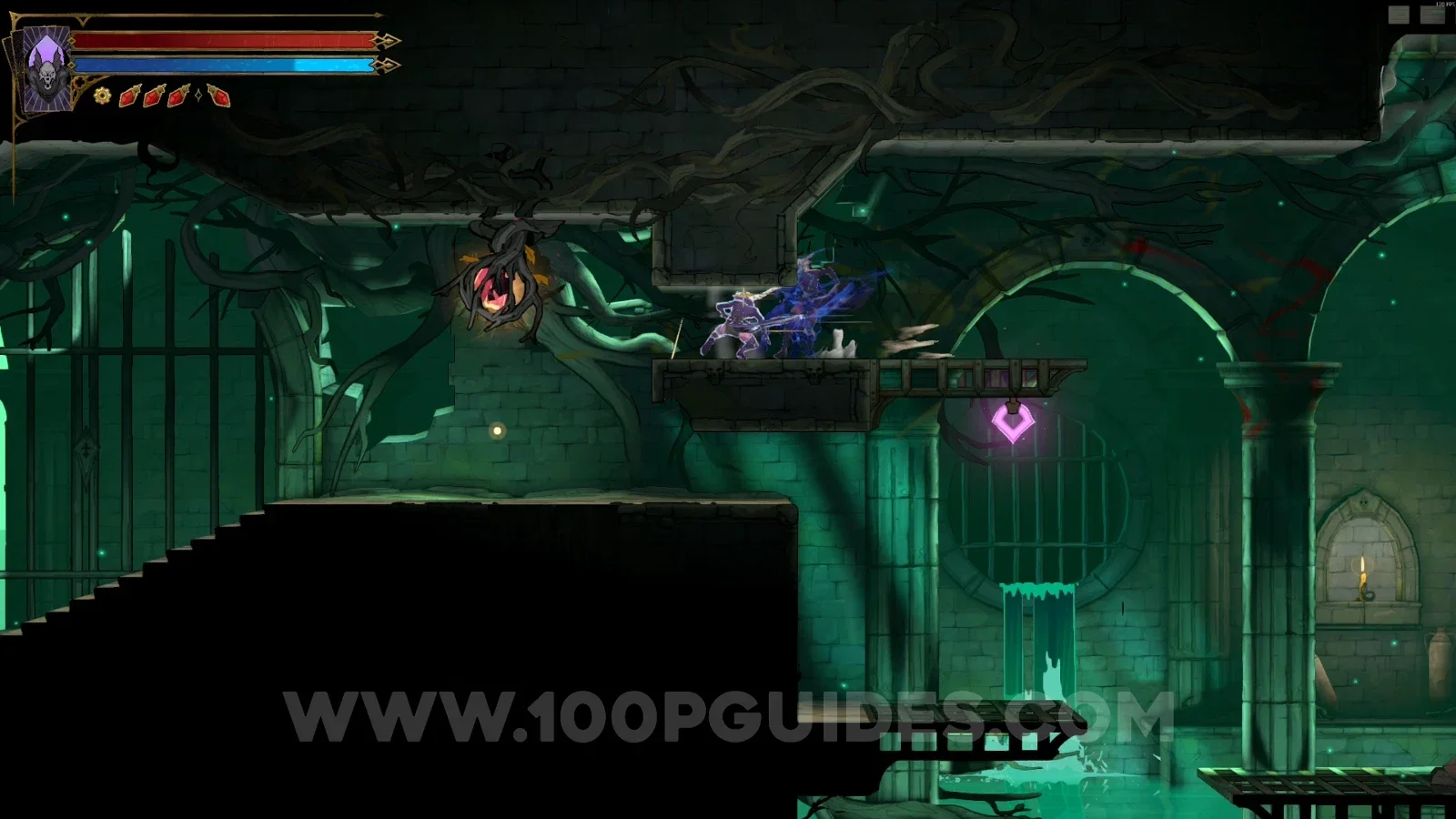 Castlevania Belmont's Curse Ancient Sewers: Brave Heart Fragment #3 to the left of Haunted Coffin #5