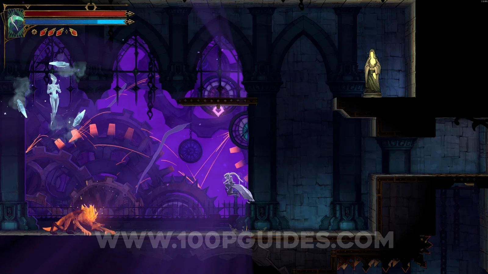Castlevania Belmonts Curse Clock Keeper's Atrium: XP Statue #105 in the marked area
