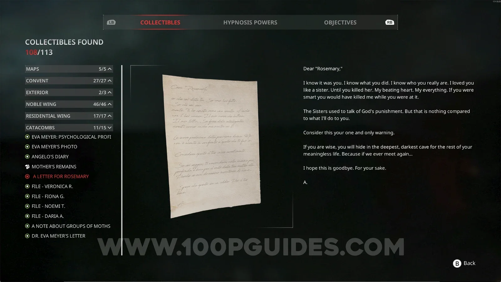 Remothered: Red Nuns Legacy Catacombs #11: A Letter For Rosemary collectible