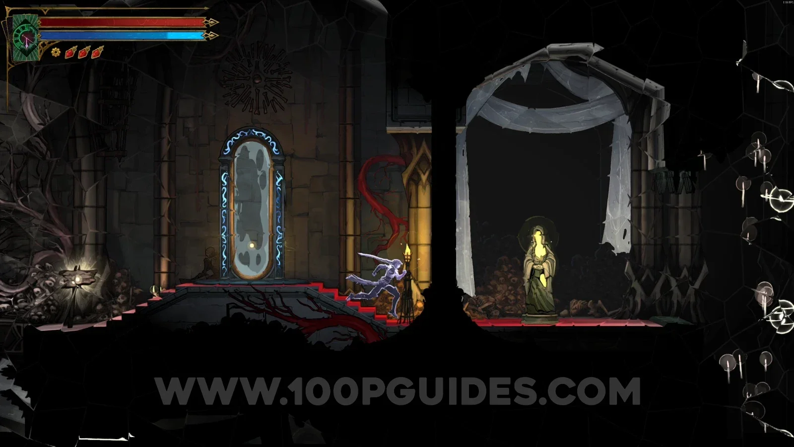 Castlevania Belmonts Curse Tower Of Worldly Reflection: XP Statue #2 on the other side of the marked area
