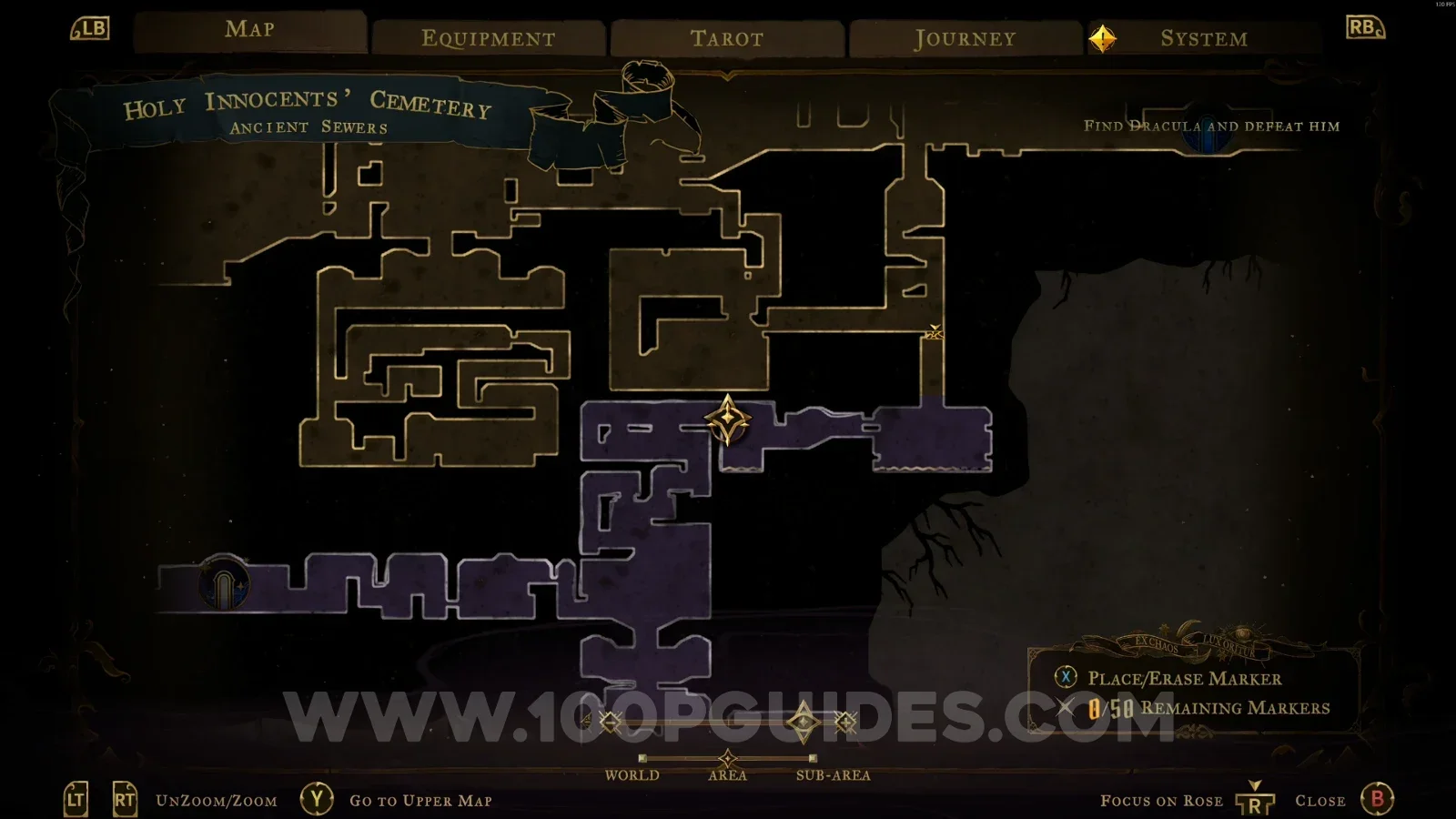 Castlevania Belmont's Curse Ancient Sewers: map marking the location of Blue Book #2