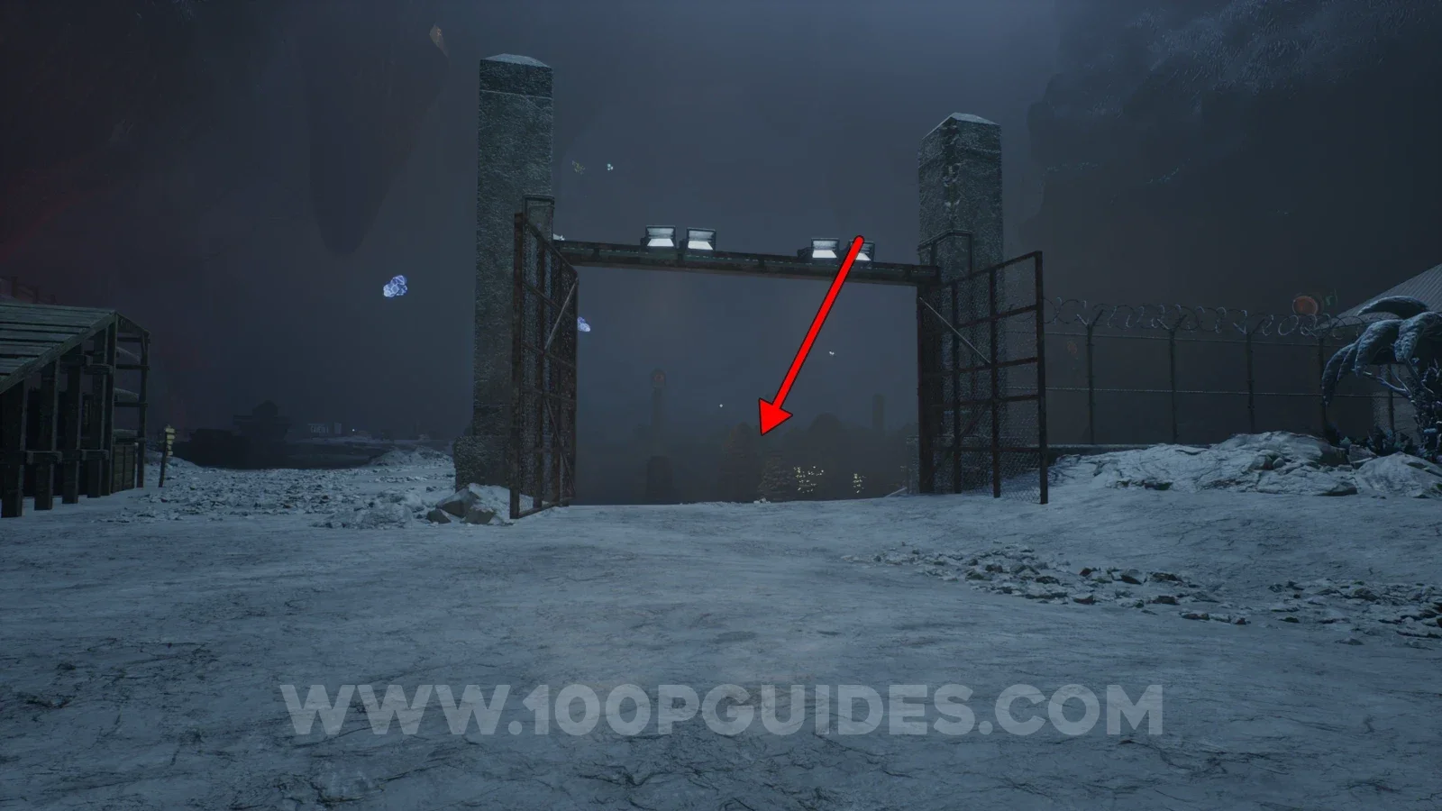 Terrible Lizards Chapter 4: ramp down into the large gated off area leading to the scene with DJ