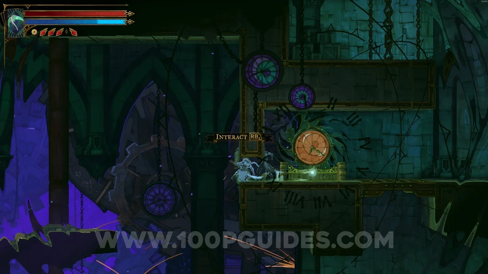 Castlevania Belmont's Curse Eastern Summit: interacting with the clock to stop time