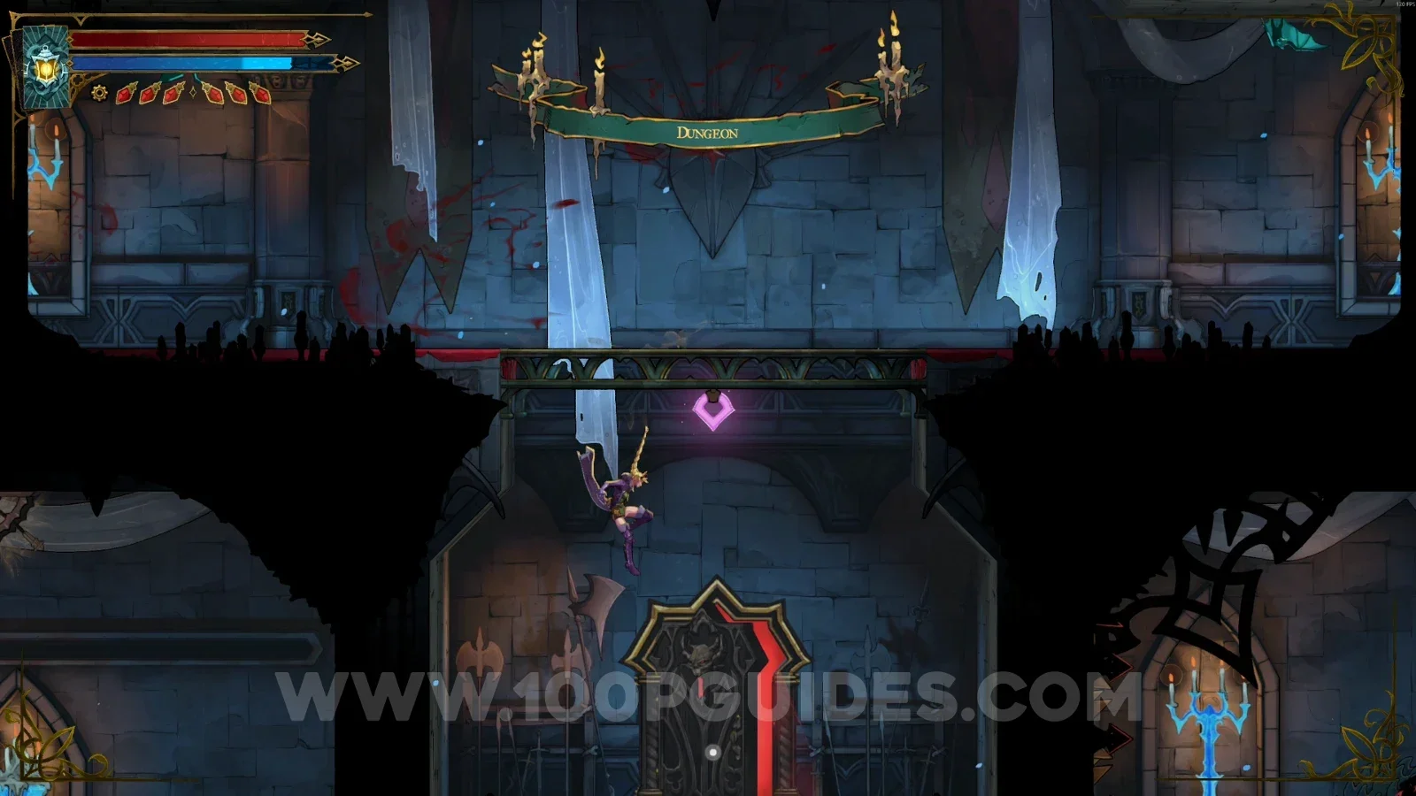 Castlevania Belmonts Curse Grand Hall: the red door at the end of the single path