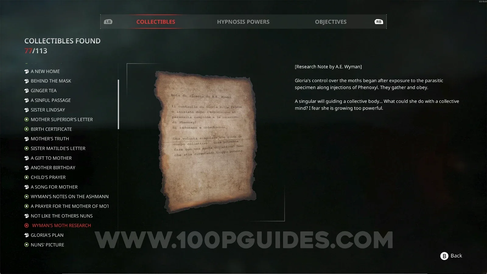 Remothered: Red Nuns Legacy Convent #21: Wyman's Moth Research collectible