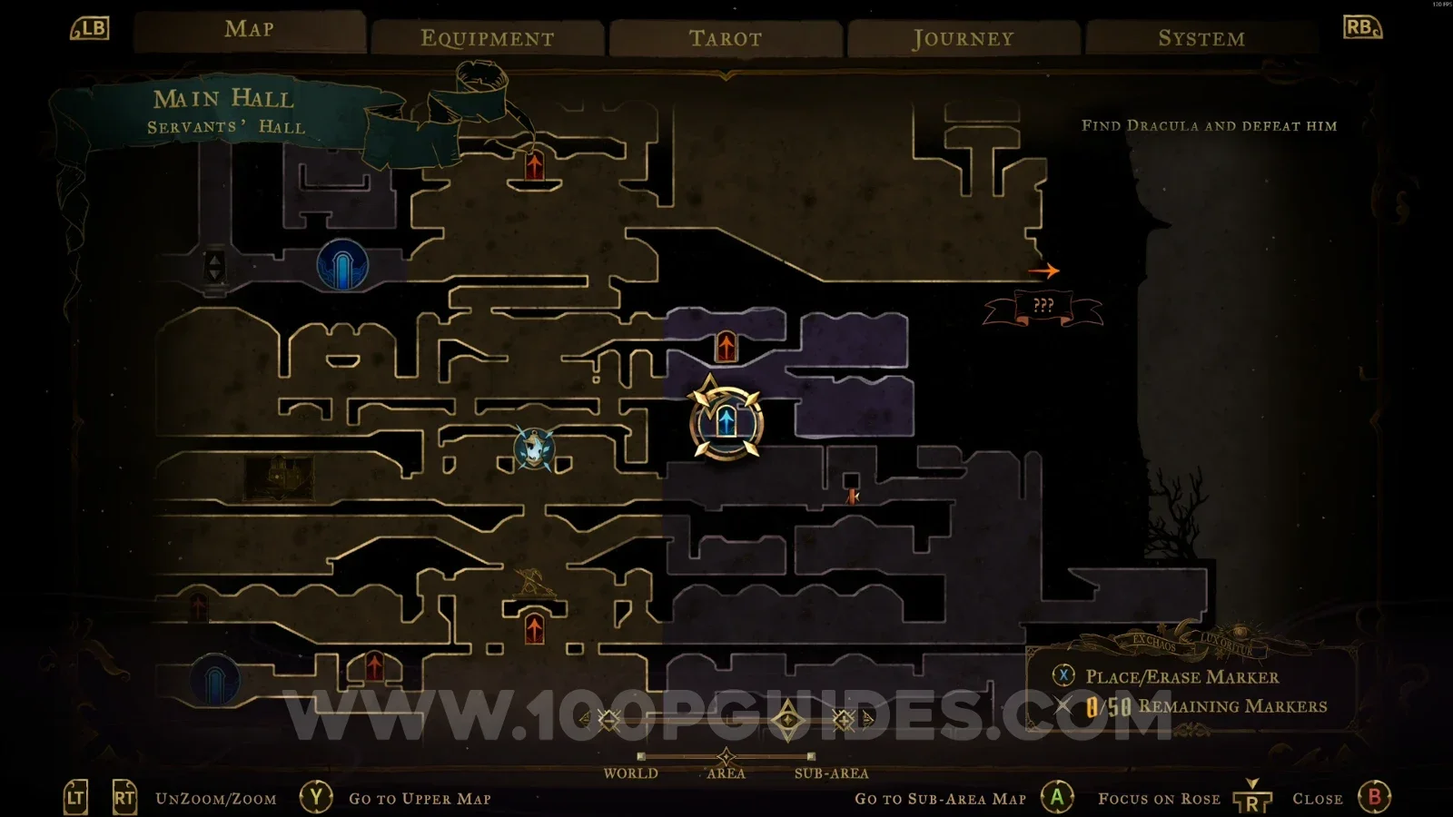 Castlevania Belmonts Curse Old Gallery: map location of the statue with The Artist clue