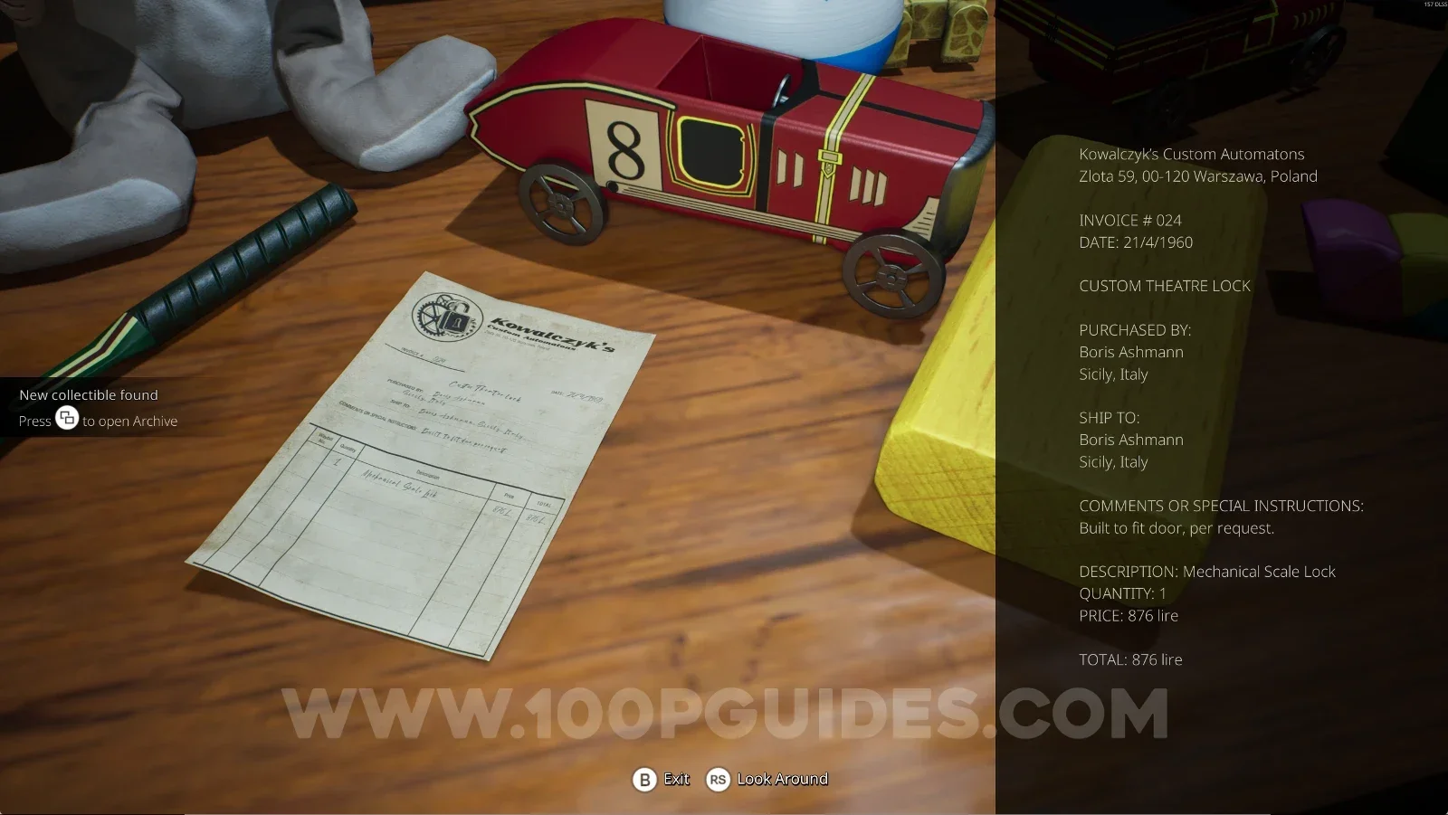 Remothered: Red Nuns Legacy: the Theatre Lock Invoice on the revealed table