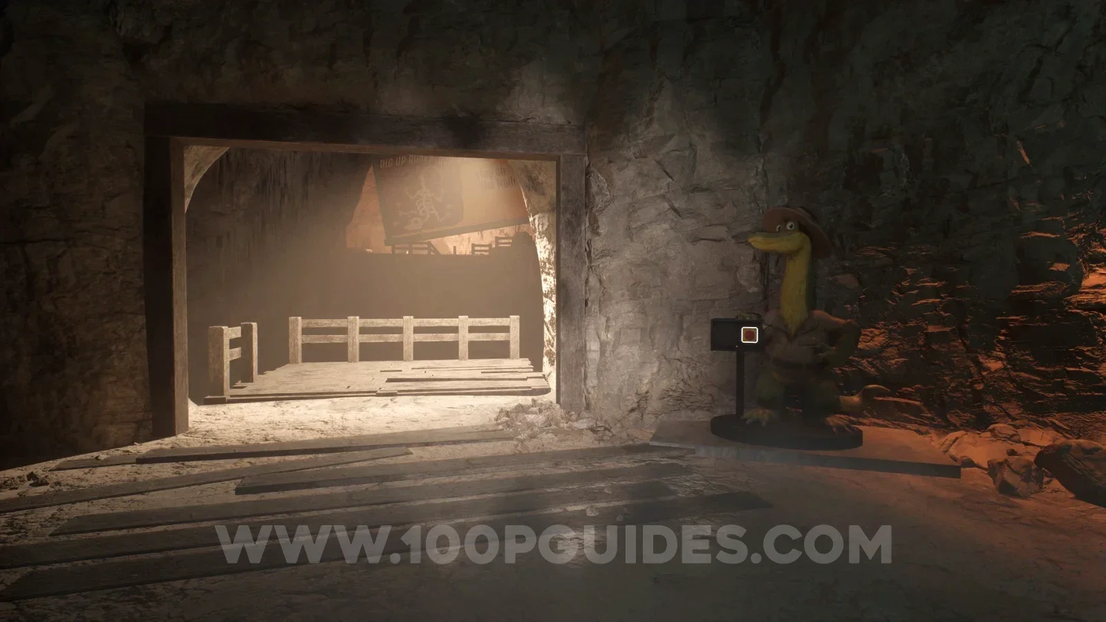 Terrible Lizards Chapter 2: open door next to the paleo pal statue after crawling through the hole