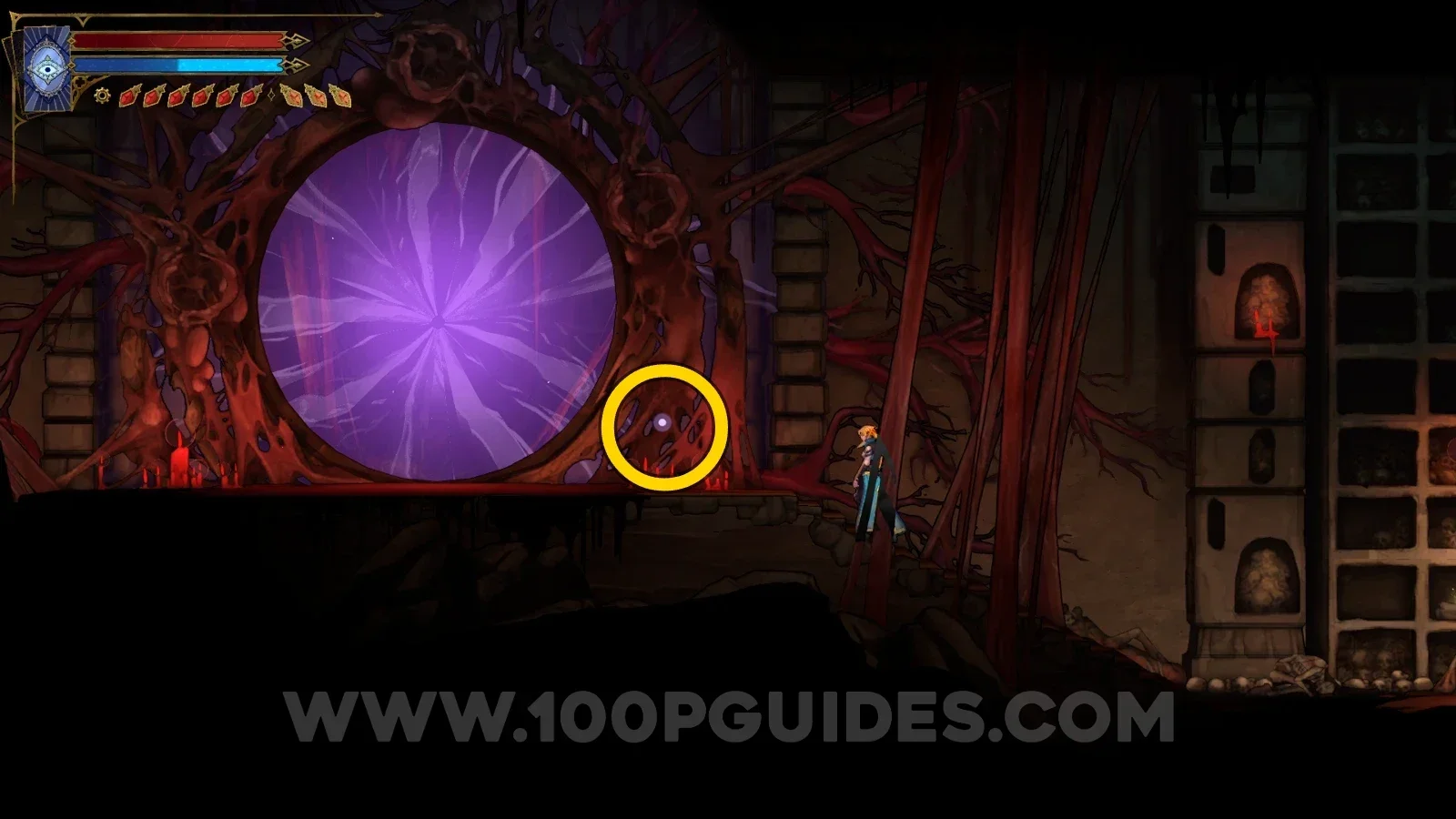 Castlevania Belmont's Curse: the A Door Made Of Flesh And Eyes clue found in the Circle Of Greed