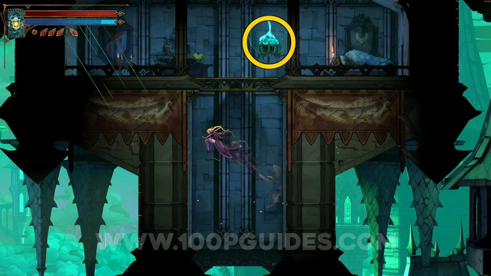 Castlevania Belmonts Curse Main Hall: the last blue flame inside past the ledge