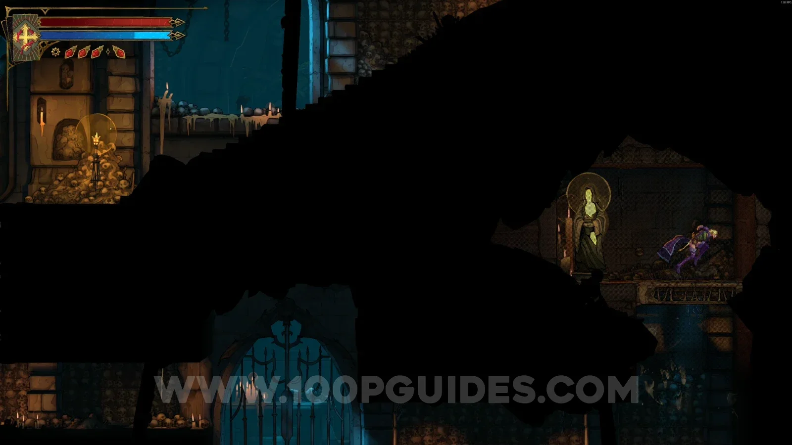 Castlevania Belmonts Curse Catacomb Entrance: XP Statue #45 in a secret area atop the platform