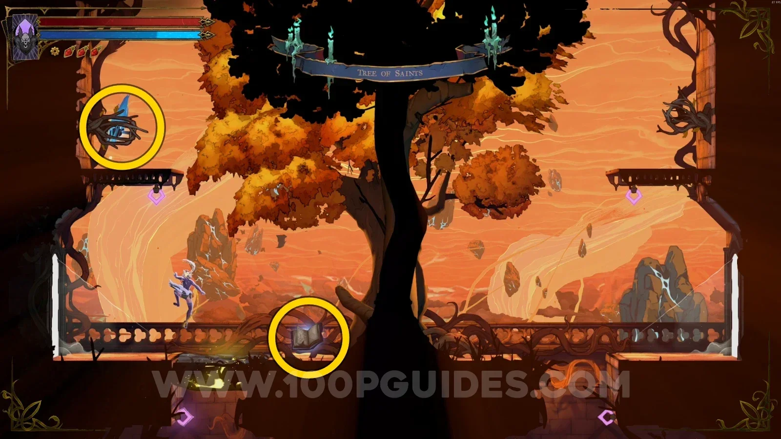 Castlevania Belmonts Curse Tree Of Saints: Wise Heart Fragment #2 and Blue Book #1 at the tree