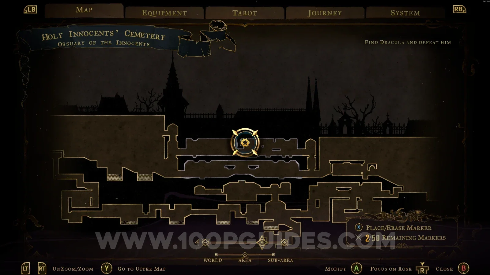 Castlevania Belmonts Curse Ossuary of the Innocents: map marking the area of Red Book #4